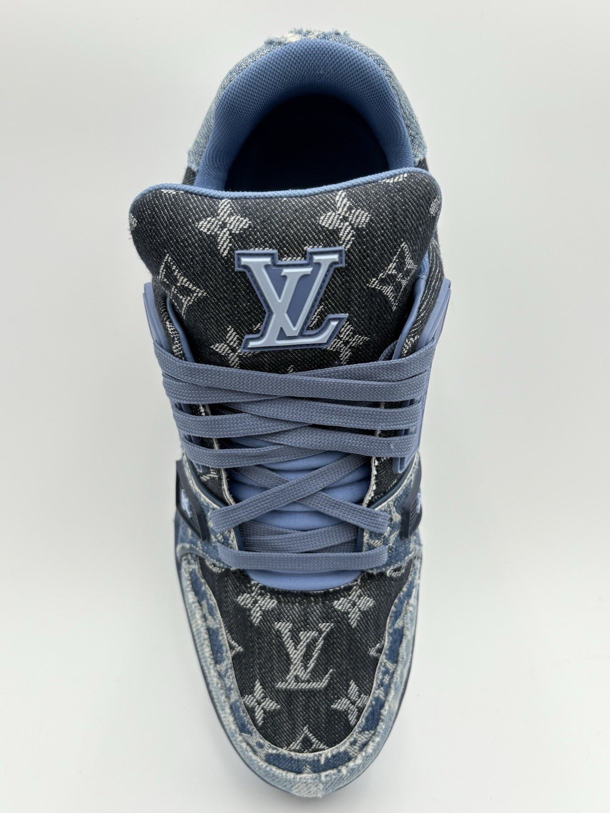 Size 8.5 LV (9.5-10 US) Louis Vuitton Trainer ' Monogram Blue Denim ' | CLEAN!