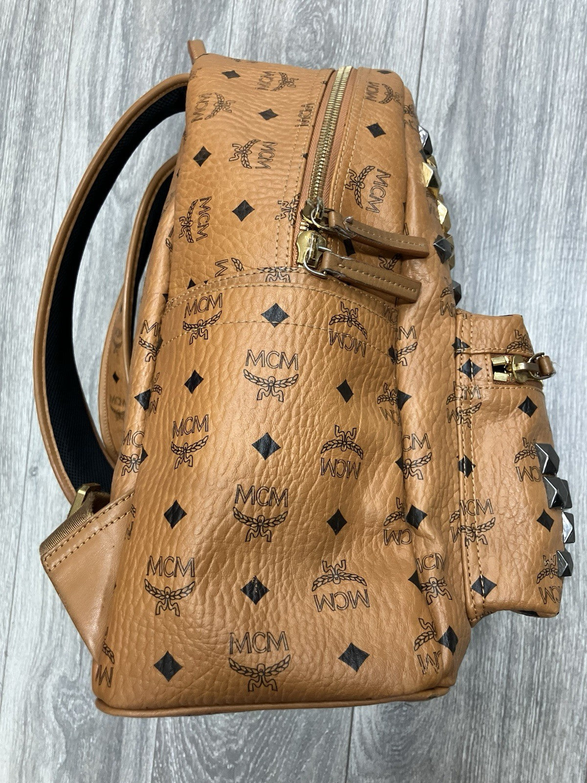 MCM Cognac Stark " M " Studded Backpack | GREAT CONDITION!