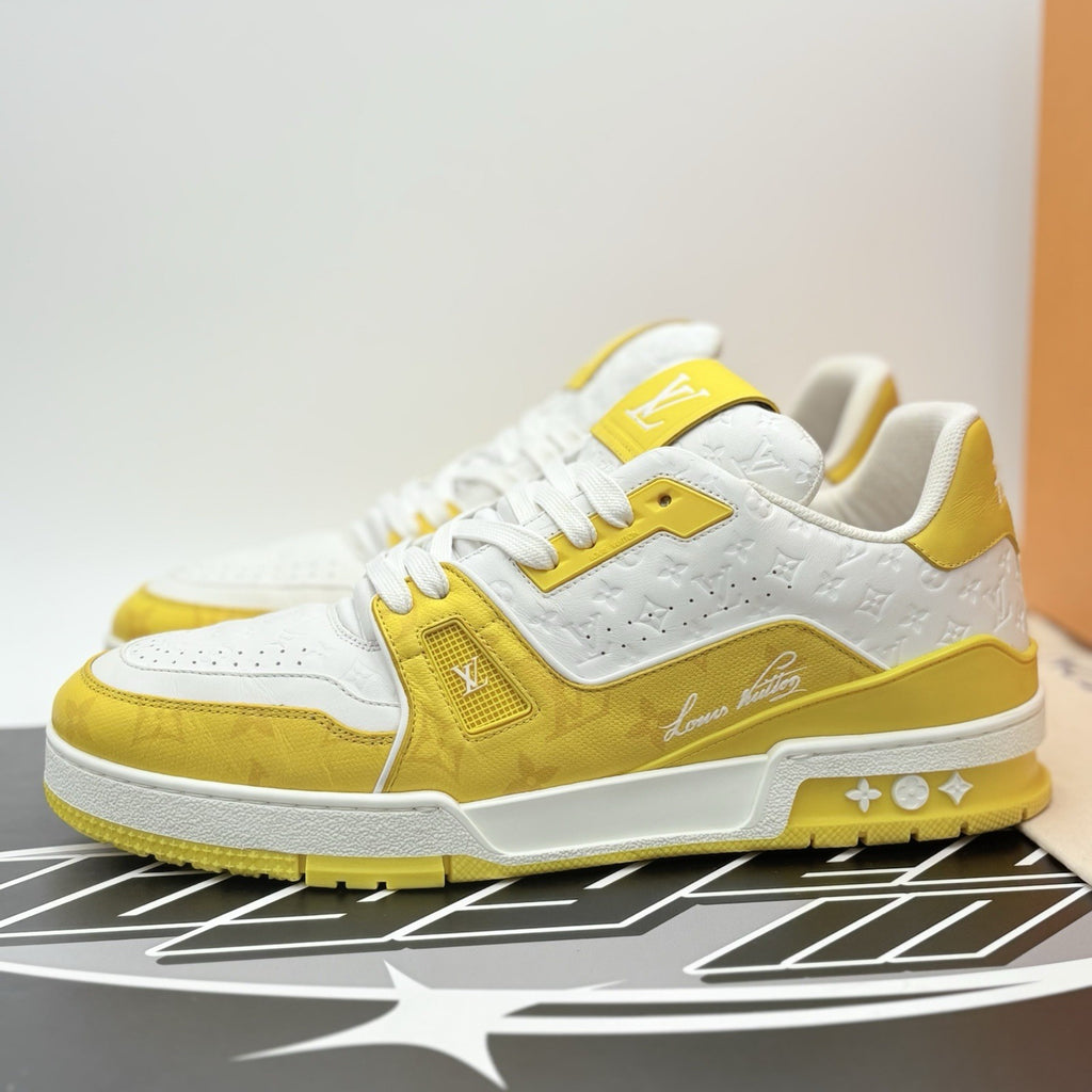 Size 9.5 LV (10.5-11 US) Louis Vuitton Trainer ' White Yellow ' | SUPER CLEAN!