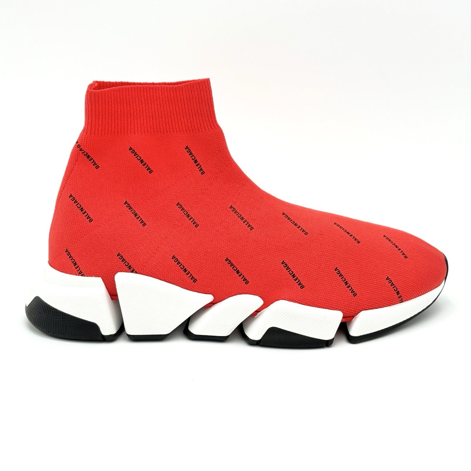 Size 42 (9 US) - Balenciaga Speed 2.0 ' All Over Logo Intense Red ' | BRAND NEW!