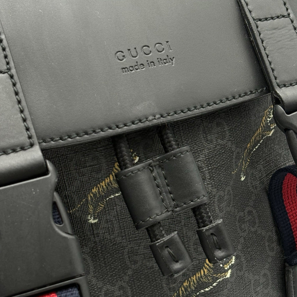 Gucci Bestiary GG Supreme Tigers Backpack ' Black Grey '