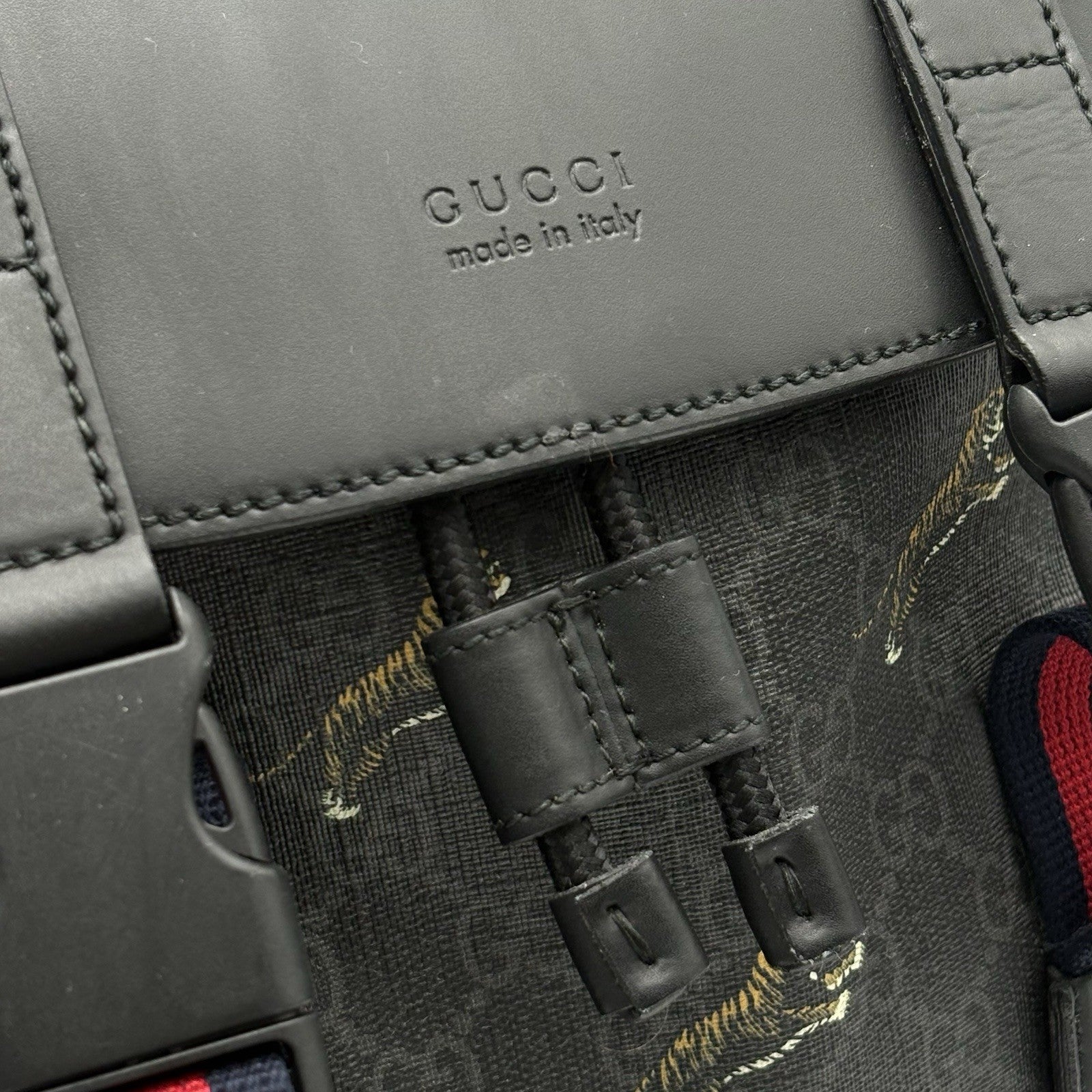 Gucci Bestiary GG Supreme Tigers Backpack ' Black Grey '