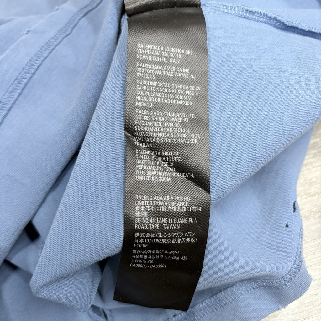 Size L - Balenciaga Burning Unity Oversized T-Shirt ' Blue ' | SUPER CLEAN!