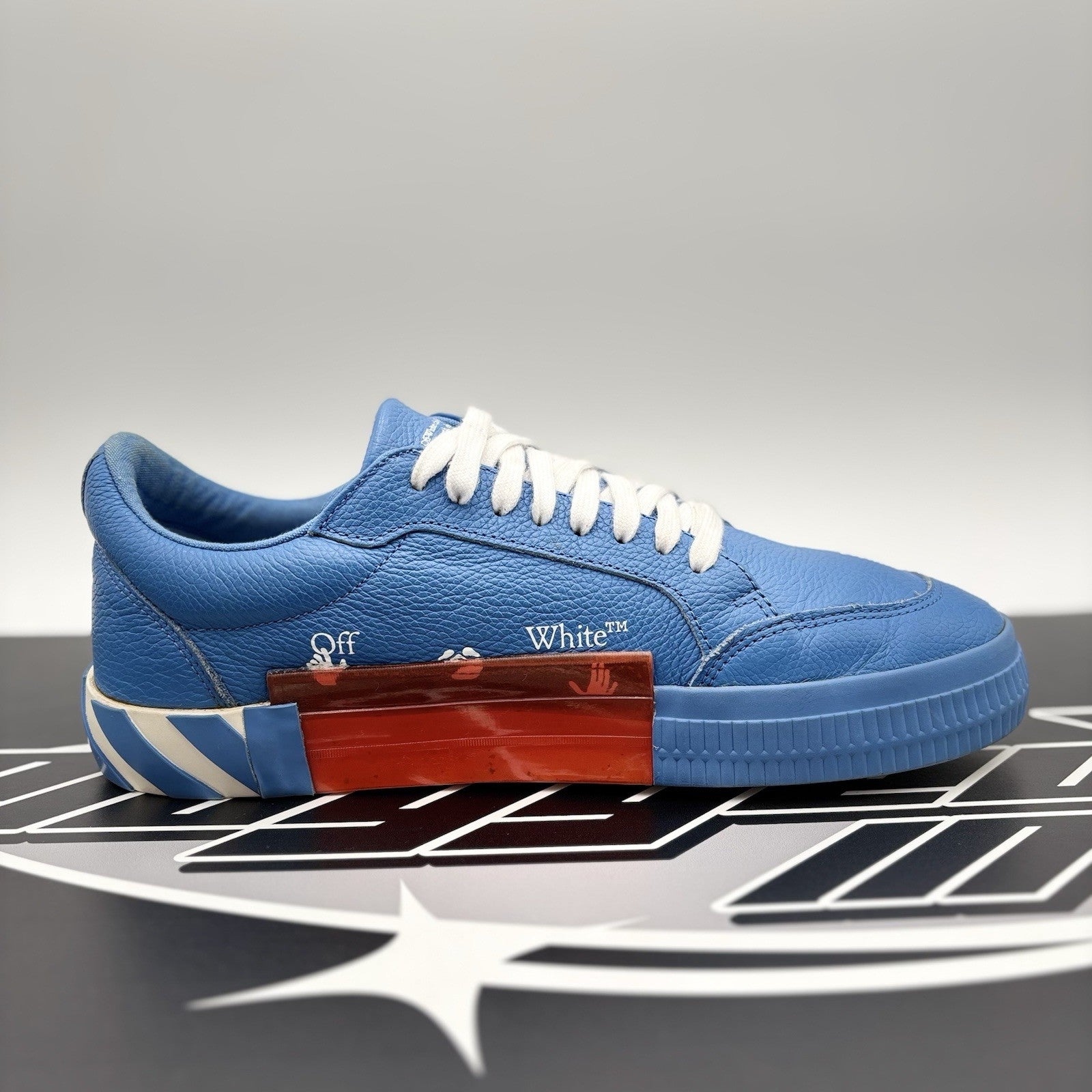 Size 43 (10 US) - Off-White Vulc Leather ' Blue, White ' | GREAT CONDITION!