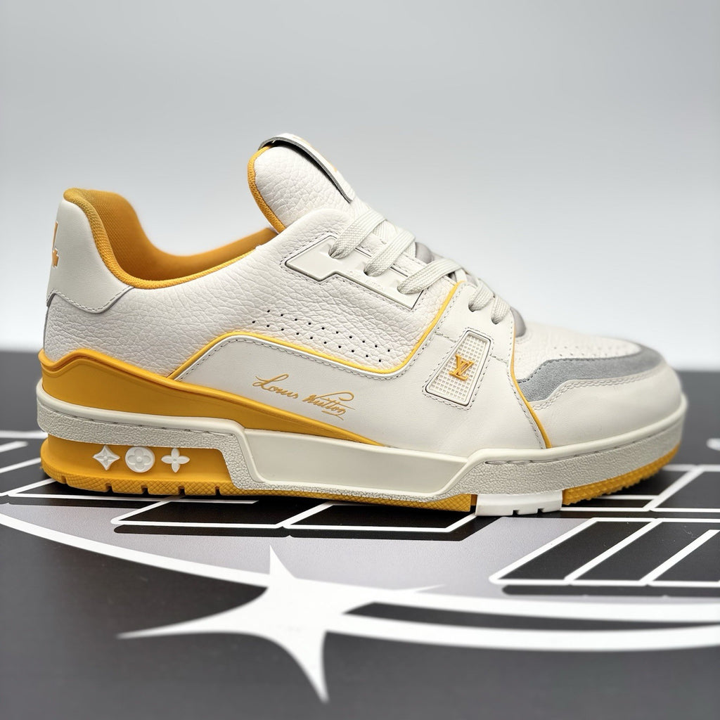 Size 40 LV (7-7.5 US) - Louis Vuitton Trainer ' White Yellow ' | GOOD CONDITION!