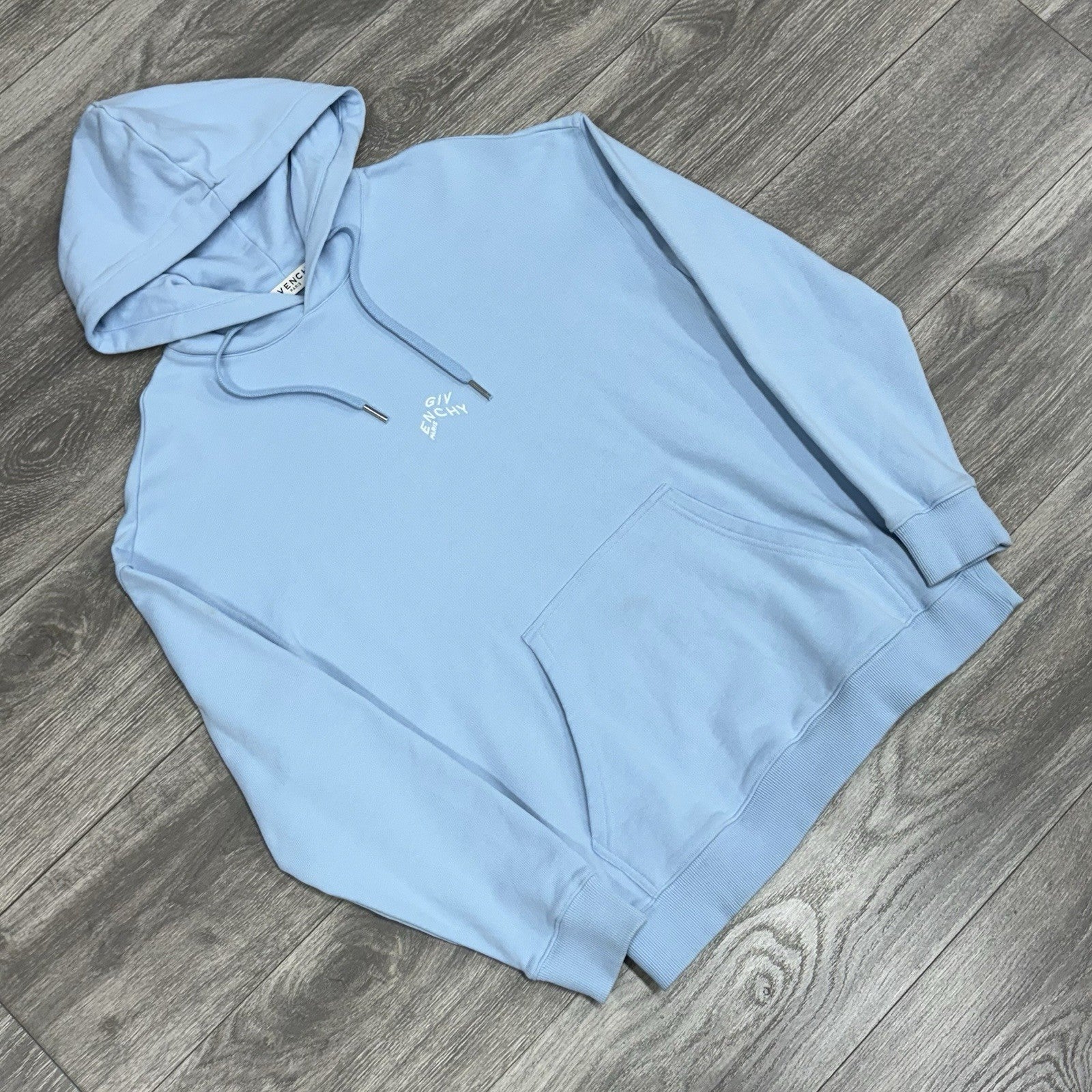 Size S - Givenchy Refracted Embroidered Hoodie ' Baby Blue ' | GREAT CONDITION!