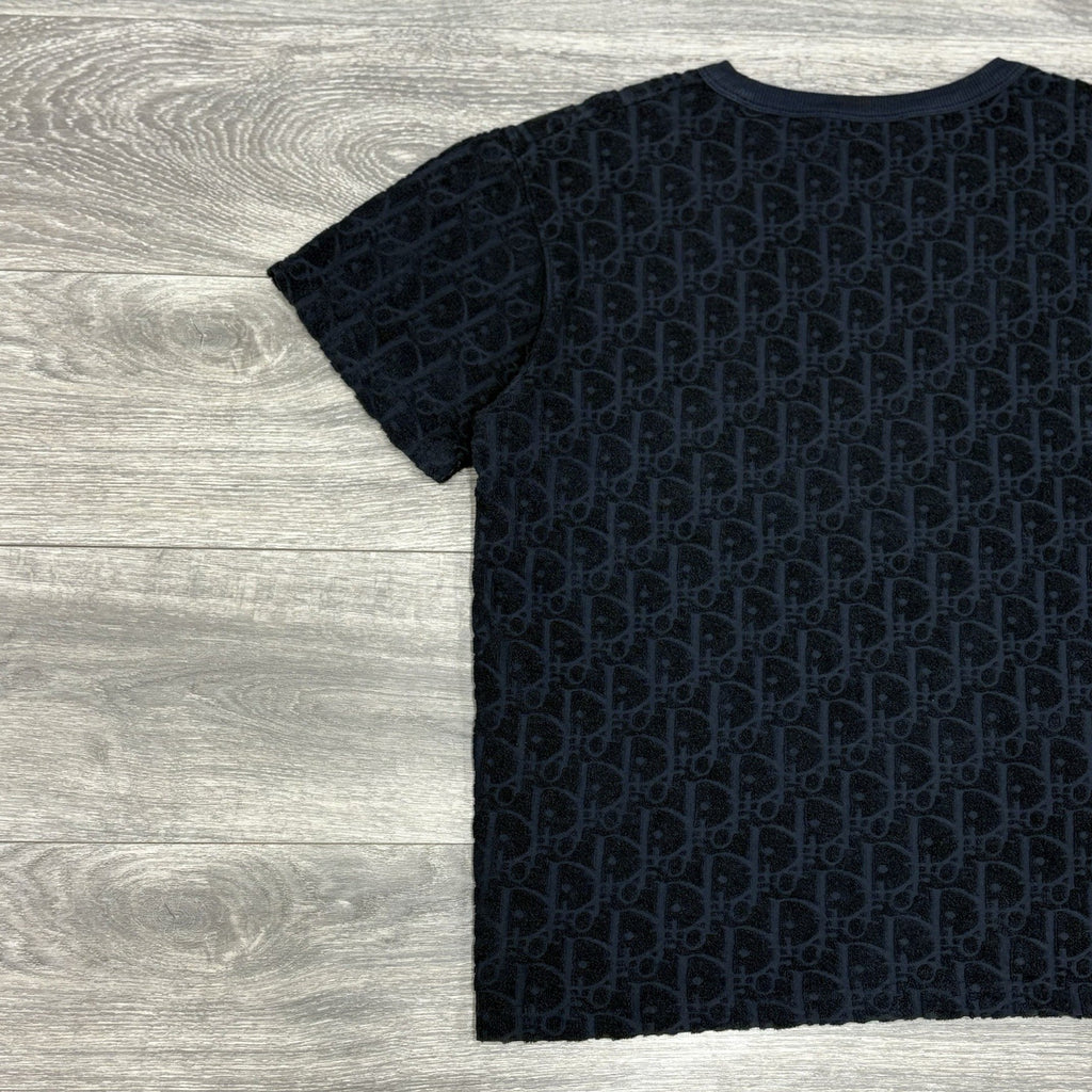 Size S - Dior Oblique Relaxed Fit Terry Cotton Jacquard T-Shirt ' Navy ' | CLEAN