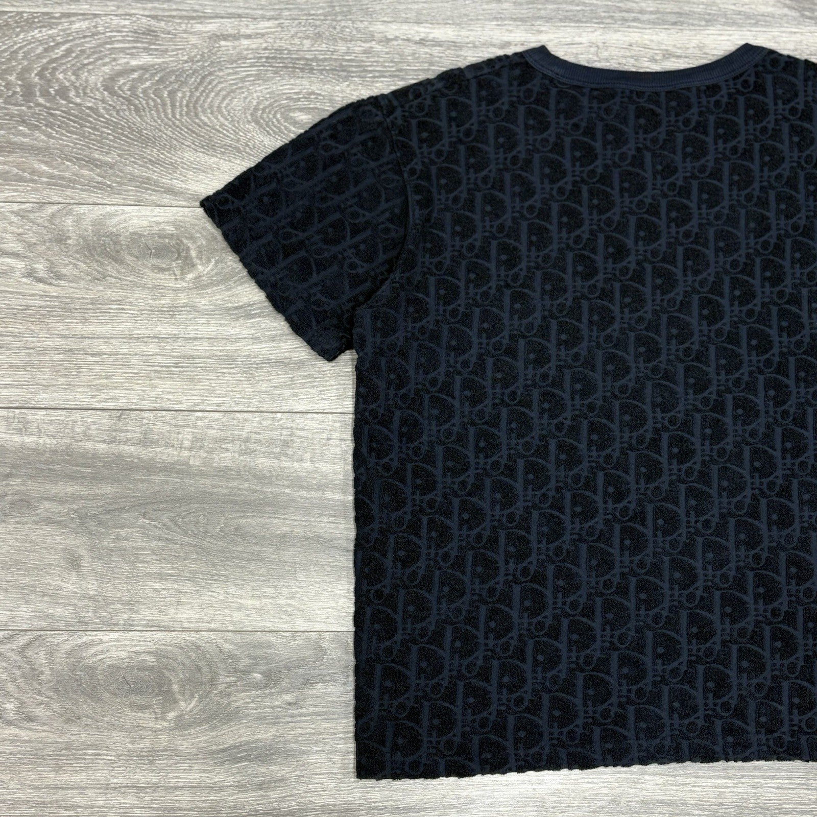 Size S - Dior Oblique Relaxed Fit Terry Cotton Jacquard T-Shirt ' Navy ' | CLEAN