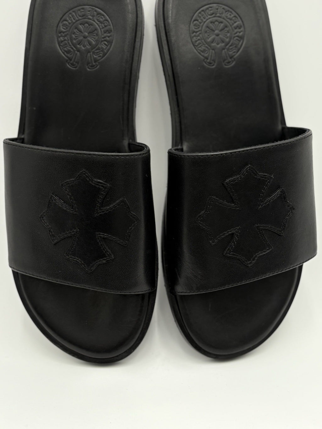 Size 41 (8 US) - Chrome Hearts Leather Slides ' Black ' | SUPER CLEAN!