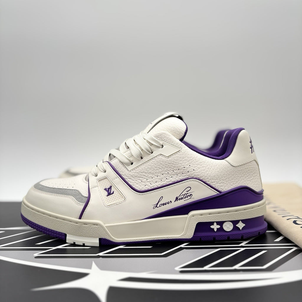 Size 7.5 LV (8.5-9 US) - Louis Vuitton Trainer ' White, Purple ' | WORN ONCE!