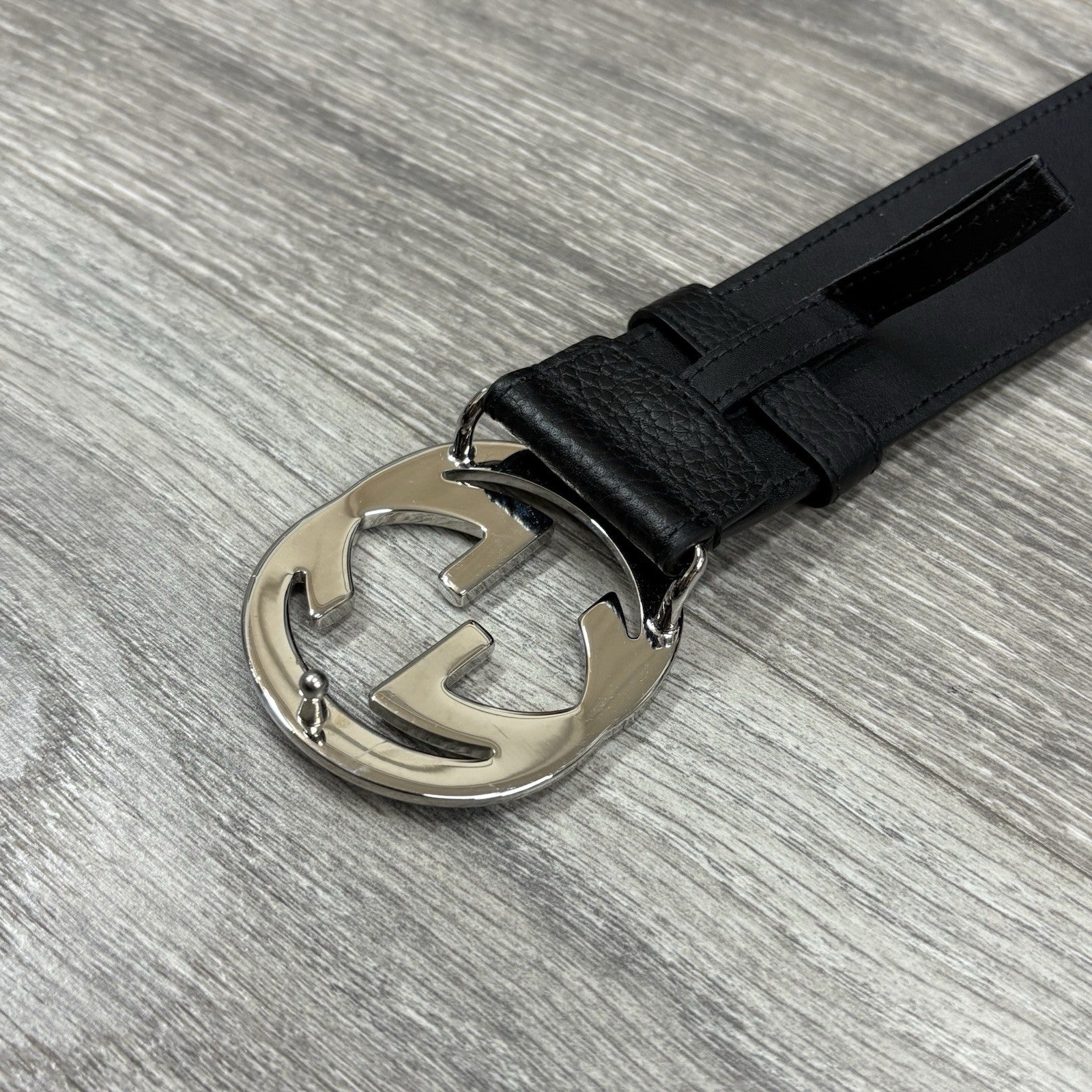 Gucci Belt GG Leather Interlocking Buckle ' Black ' | SUPER CLEAN!