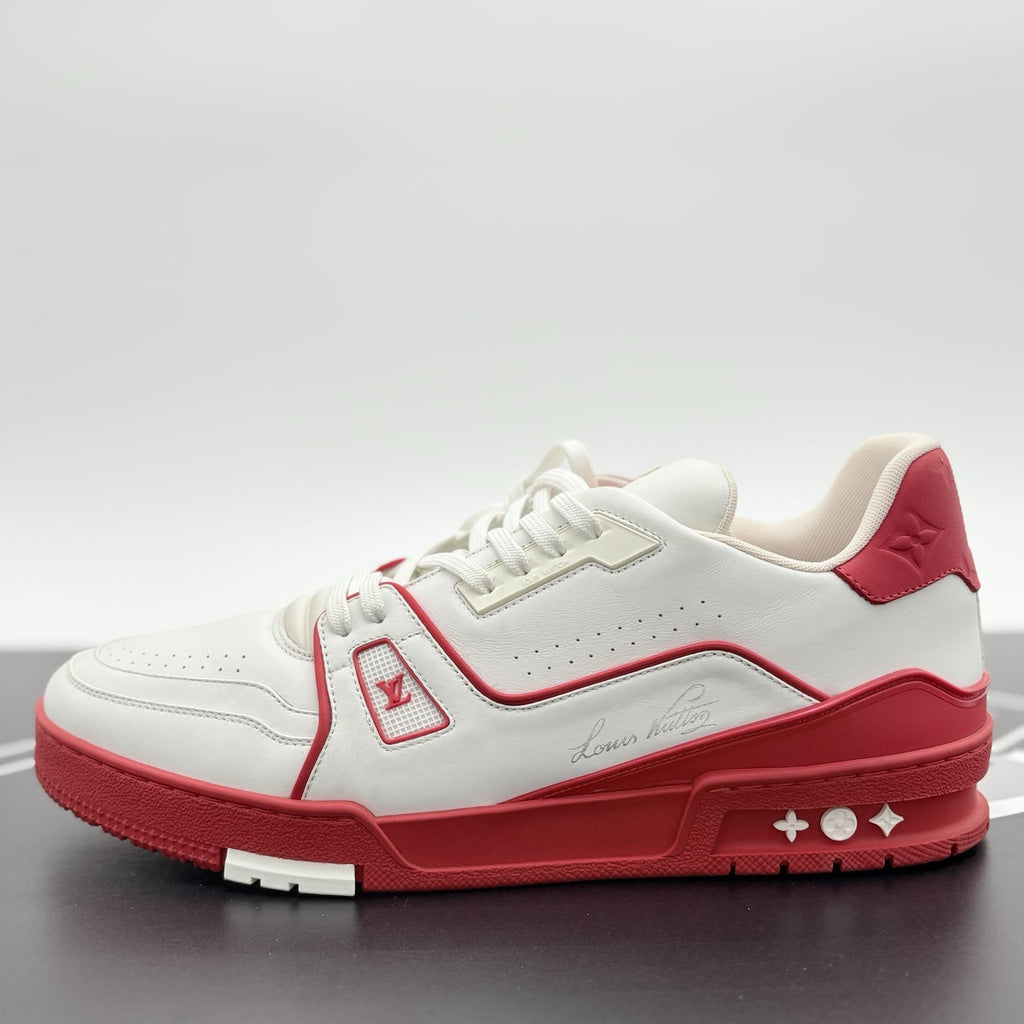 Size 10 LV (11-11.5 US ) Louis Vuitton Trainer ' White Red ' | SUPER CLEAN!