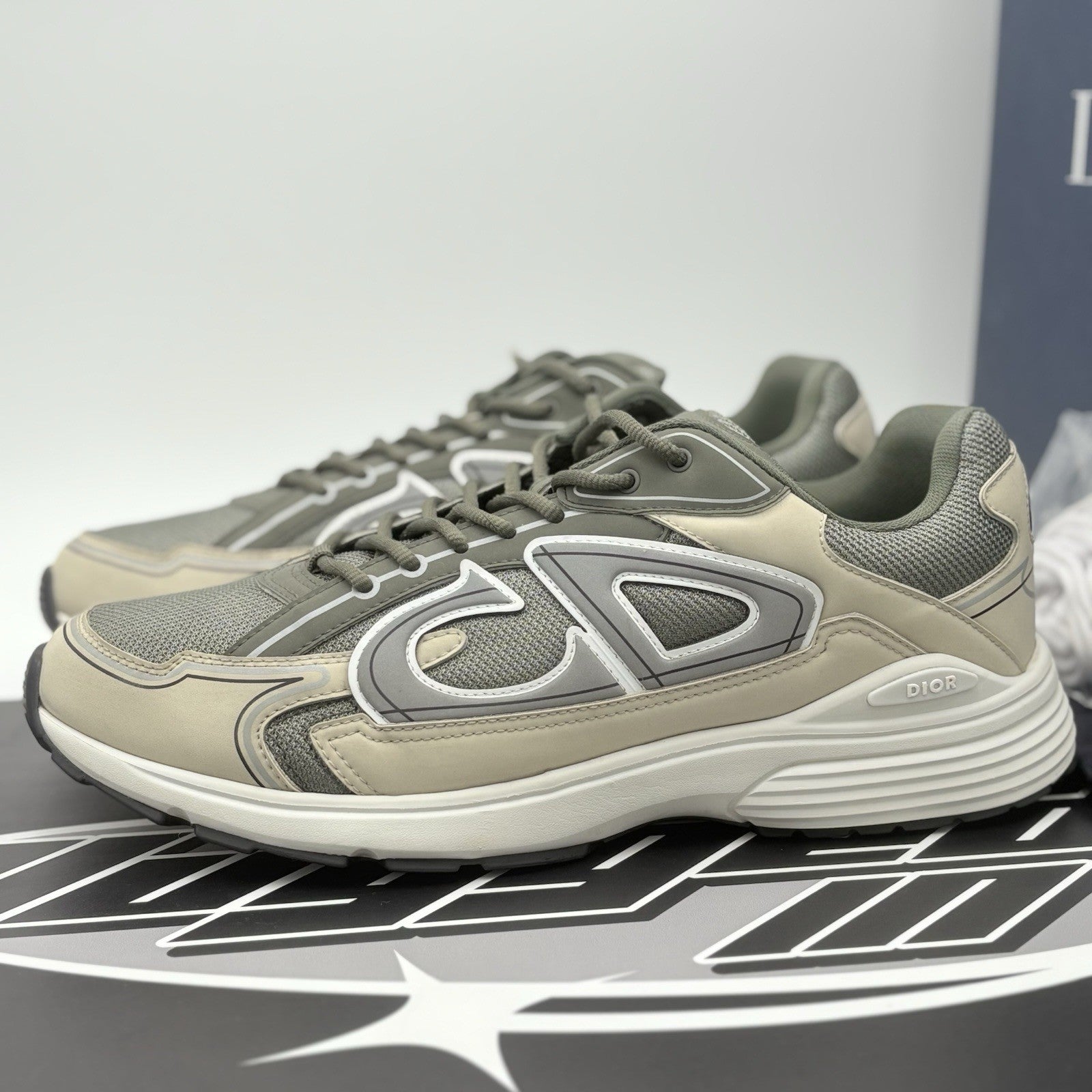 Size 46 (13 US) Dior B30 Reflective Sneaker ' Olive Green Beige ' | SUPER CLEAN