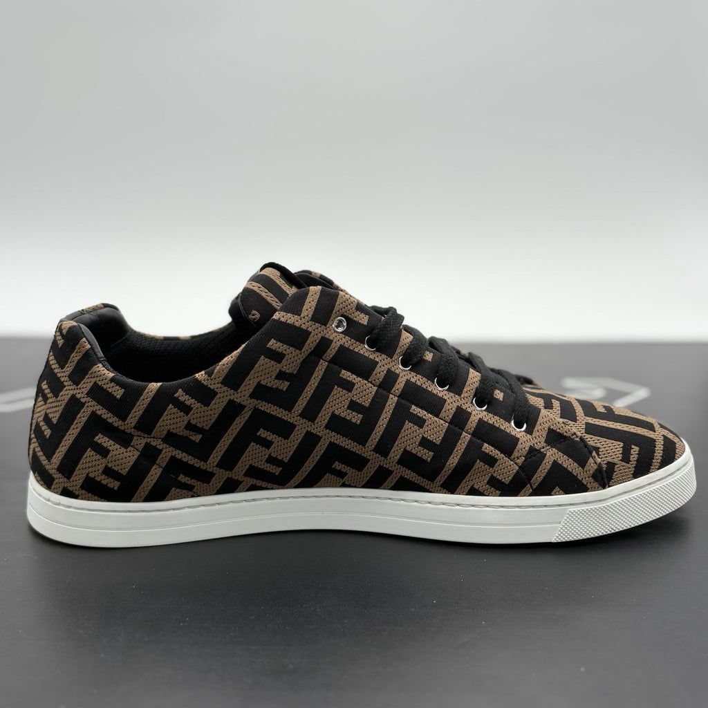 Size 11 UK (12 US) Fendi FF Motif Lace Up Low Top ' Almond Black ' | SUPER CLEAN