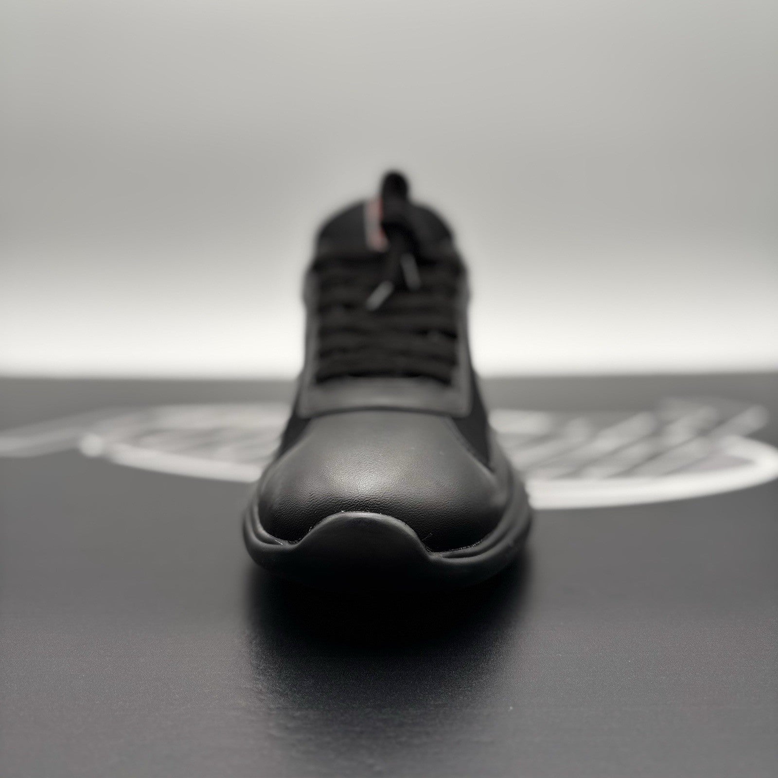 Size 8 UK (9 US) - Prada Americas Cup ' Black Leather ' | GOOD CONDITION!