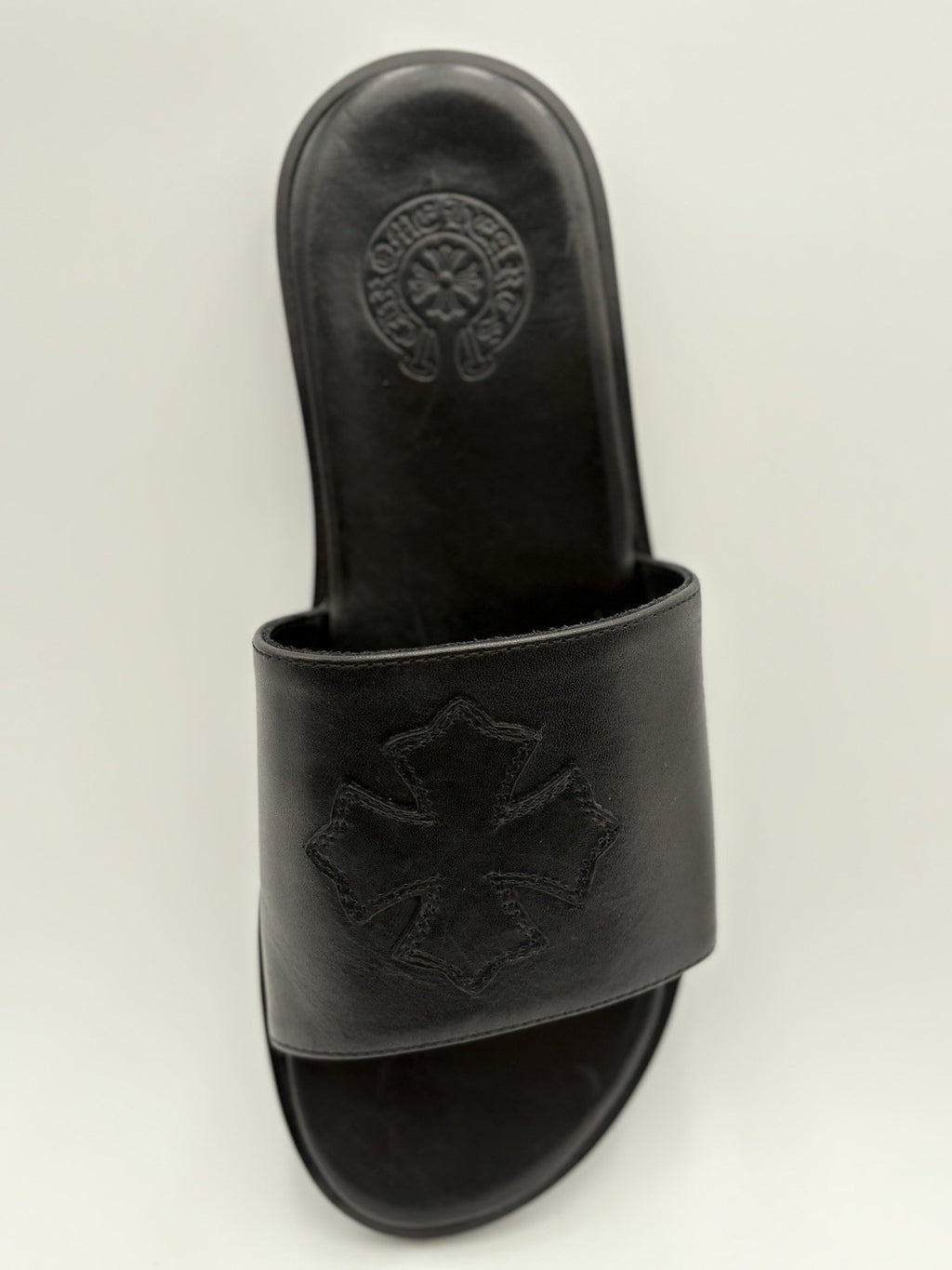 Size 41 (8 US) - Chrome Hearts Leather Slides ' Black ' | SUPER CLEAN!
