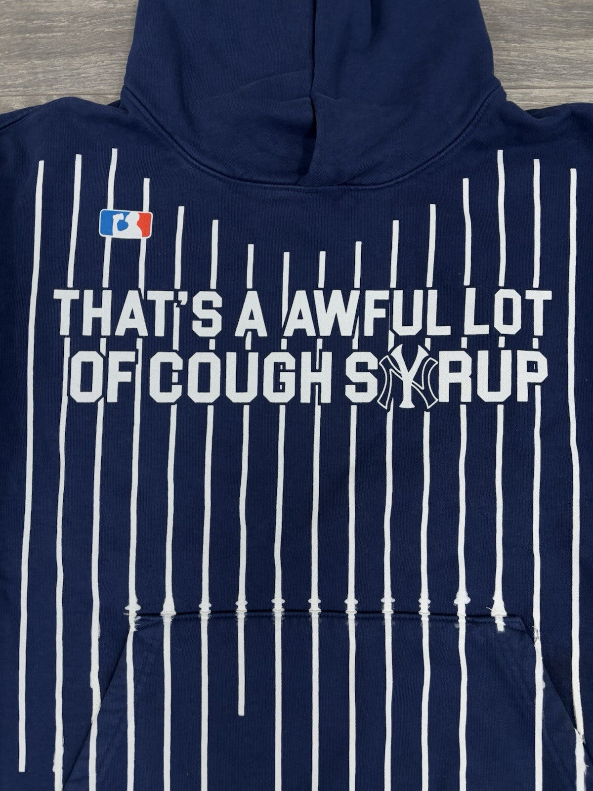 Size S - Thats A Awful Lot Of Cough Syrup Hoodie Yankees Edition ' Navy ' | NEW!