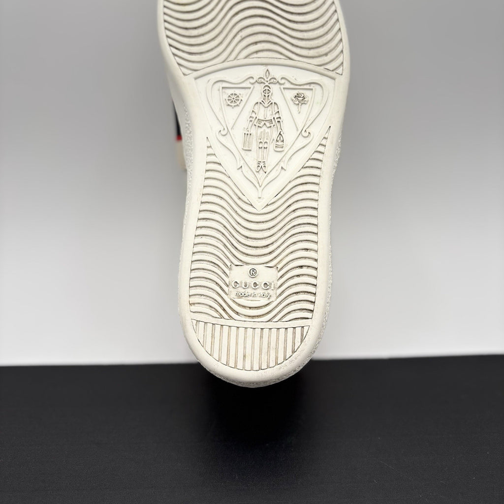 Size 7.5 G (8 US) - Gucci Ace Gucci Stripe ‘ White, Red ‘ | GREAT!
