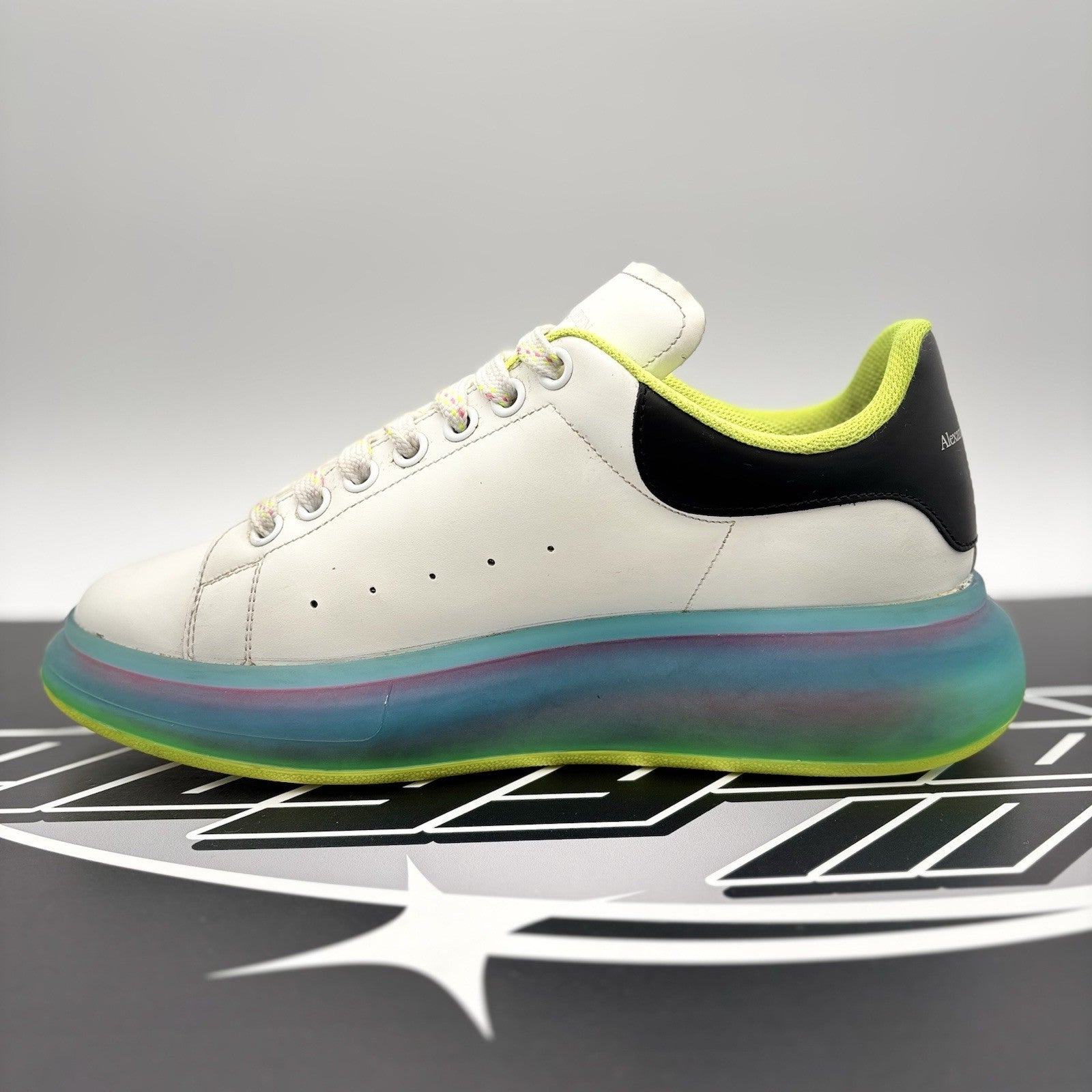 Size 42 (9 US) Alexander McQueen ' Transparent Sole/White Iridescent '