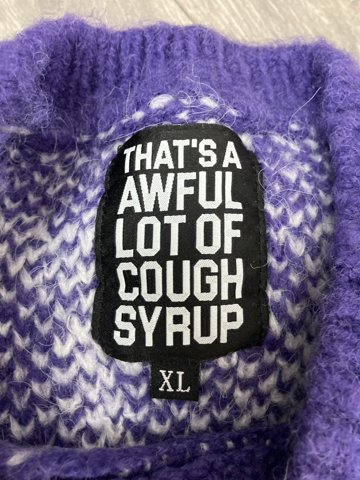 Size XL - That’s A Awful Lot Of Cough Syrup Mohair Sweater  ' Purple ' | NEW!