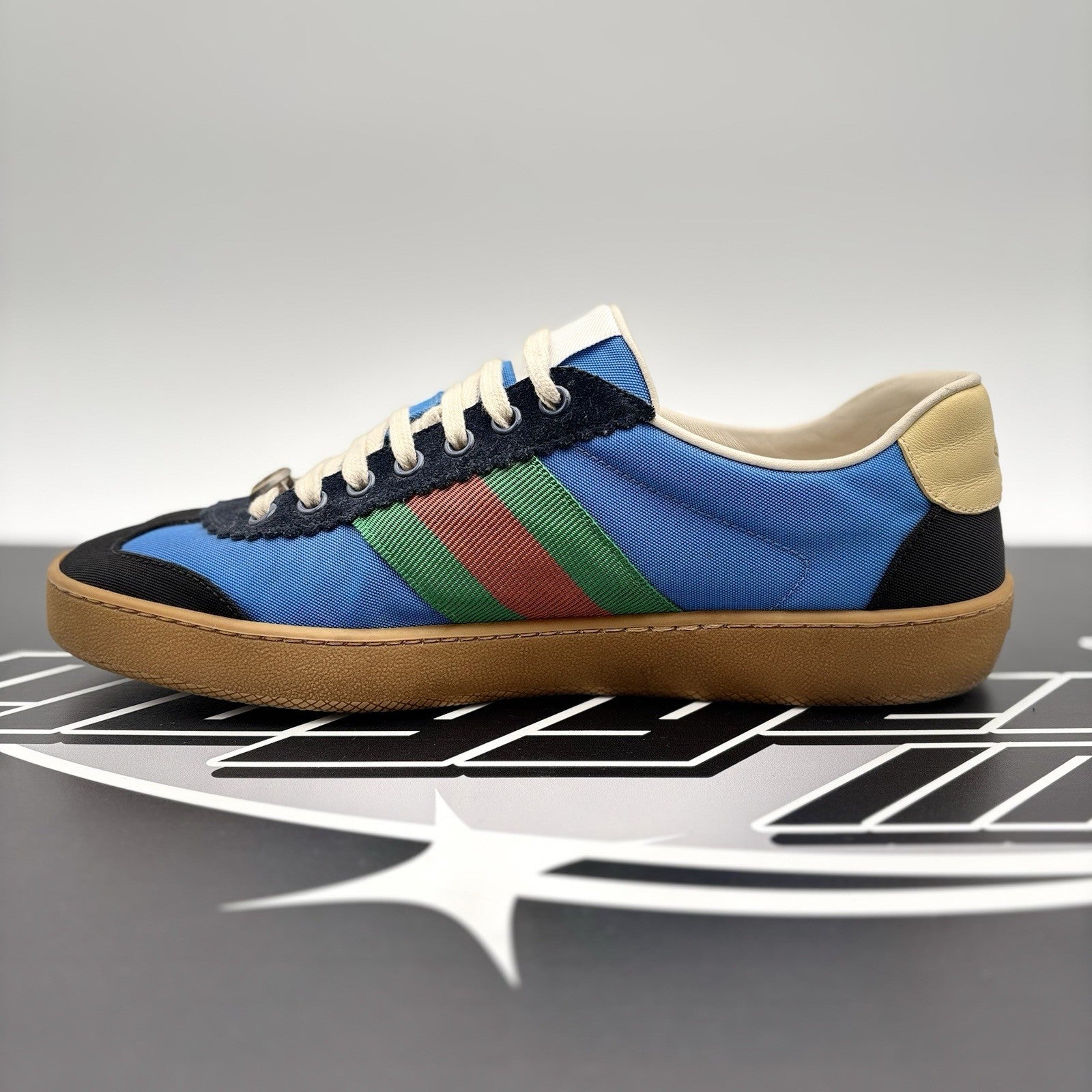 Size 8 G (8.5 US) - Gucci Web Accent Nylon ‘ Blue ‘  | GOOD CONDITION!