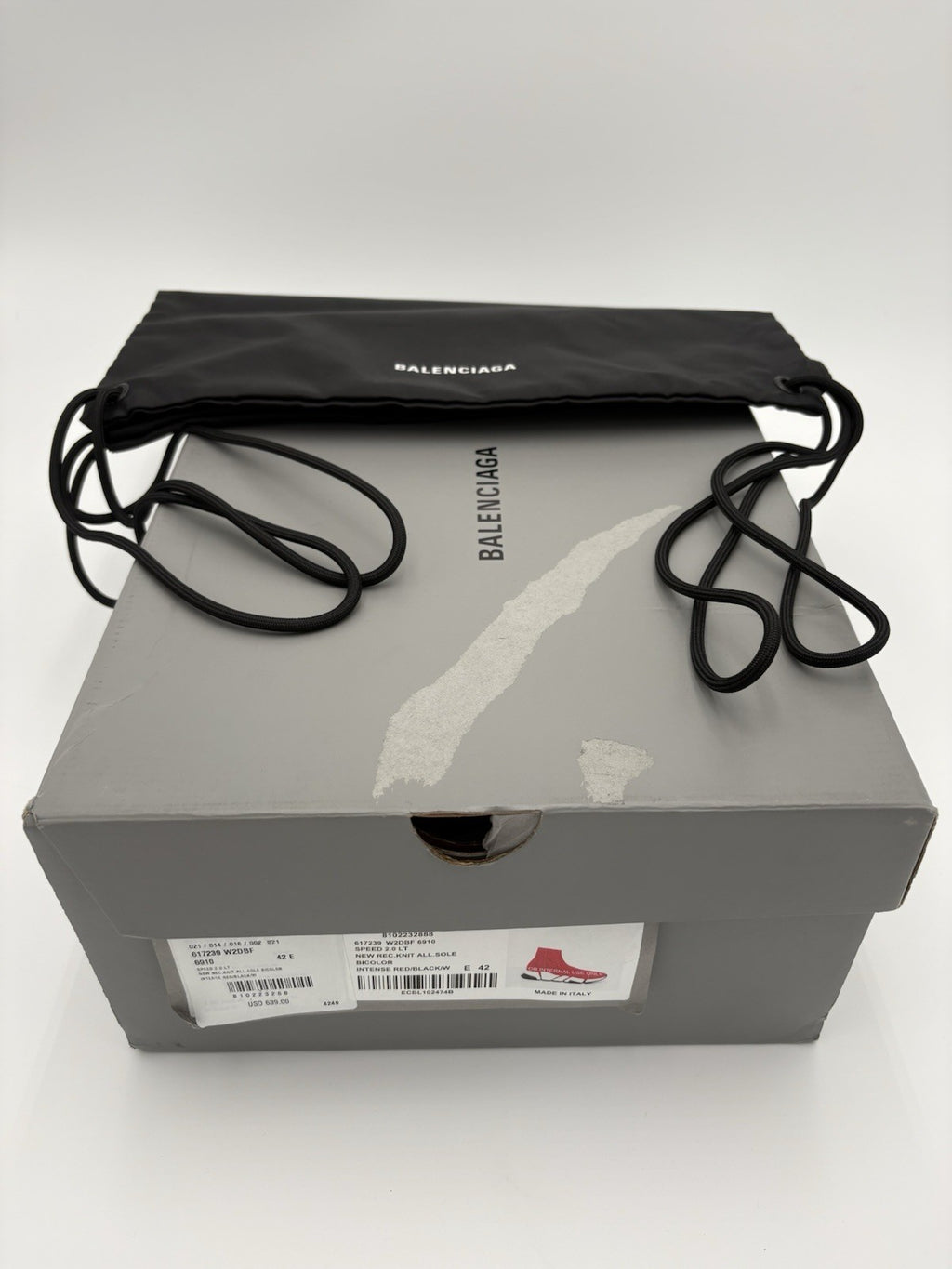 Size 42 (9 US) - Balenciaga Speed 2.0 ' All Over Logo Intense Red ' | BRAND NEW!