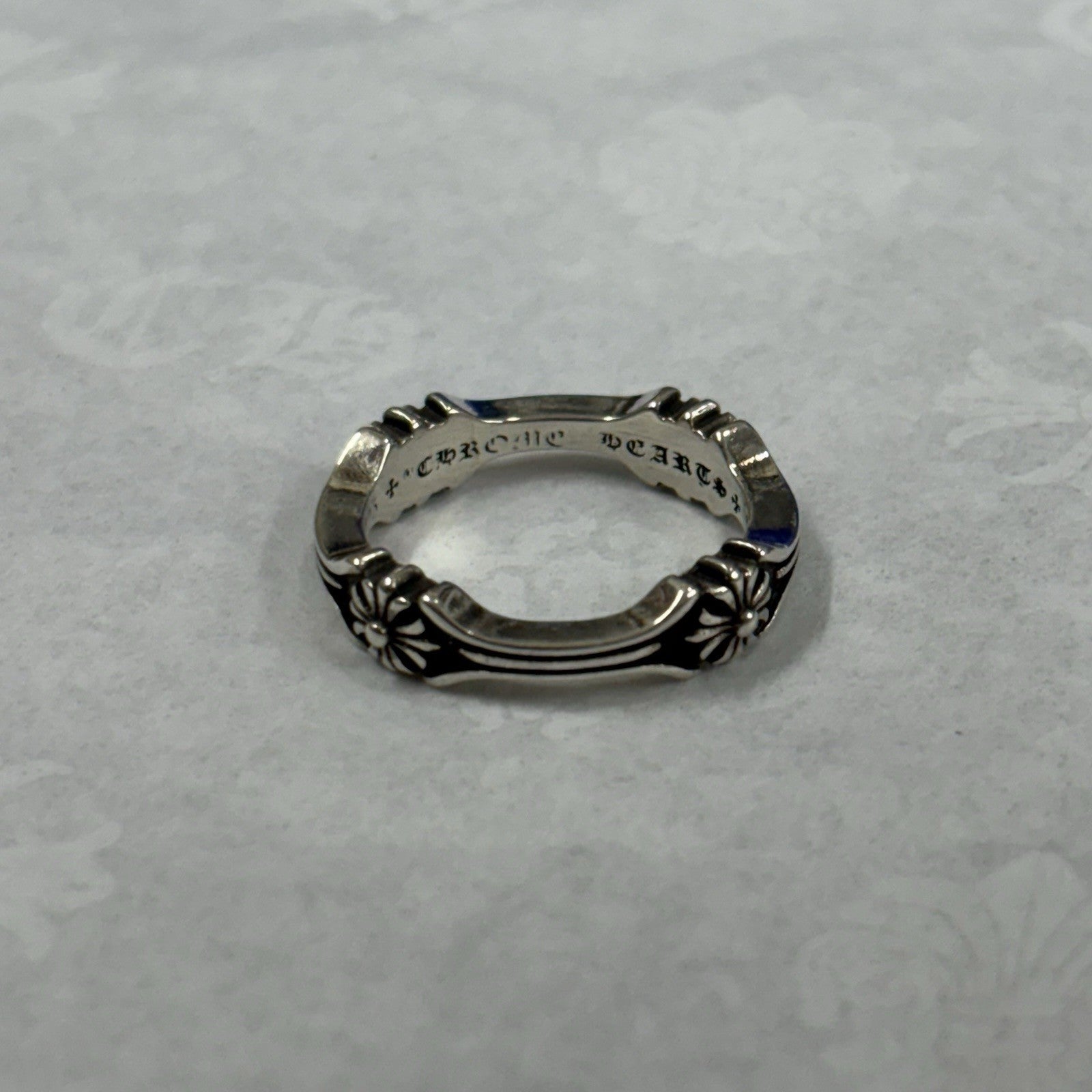 Chrome Hearts Silver Bone And Cross Ring