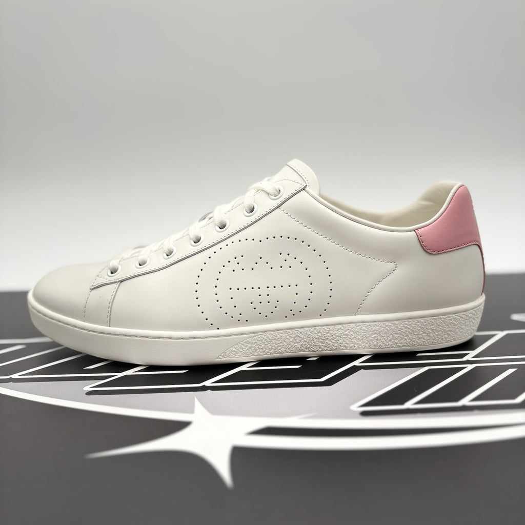 Size 40.5 (8 US) - Gucci Ace ' Interlocking G, White, Pink ' | GREAT CONDITION