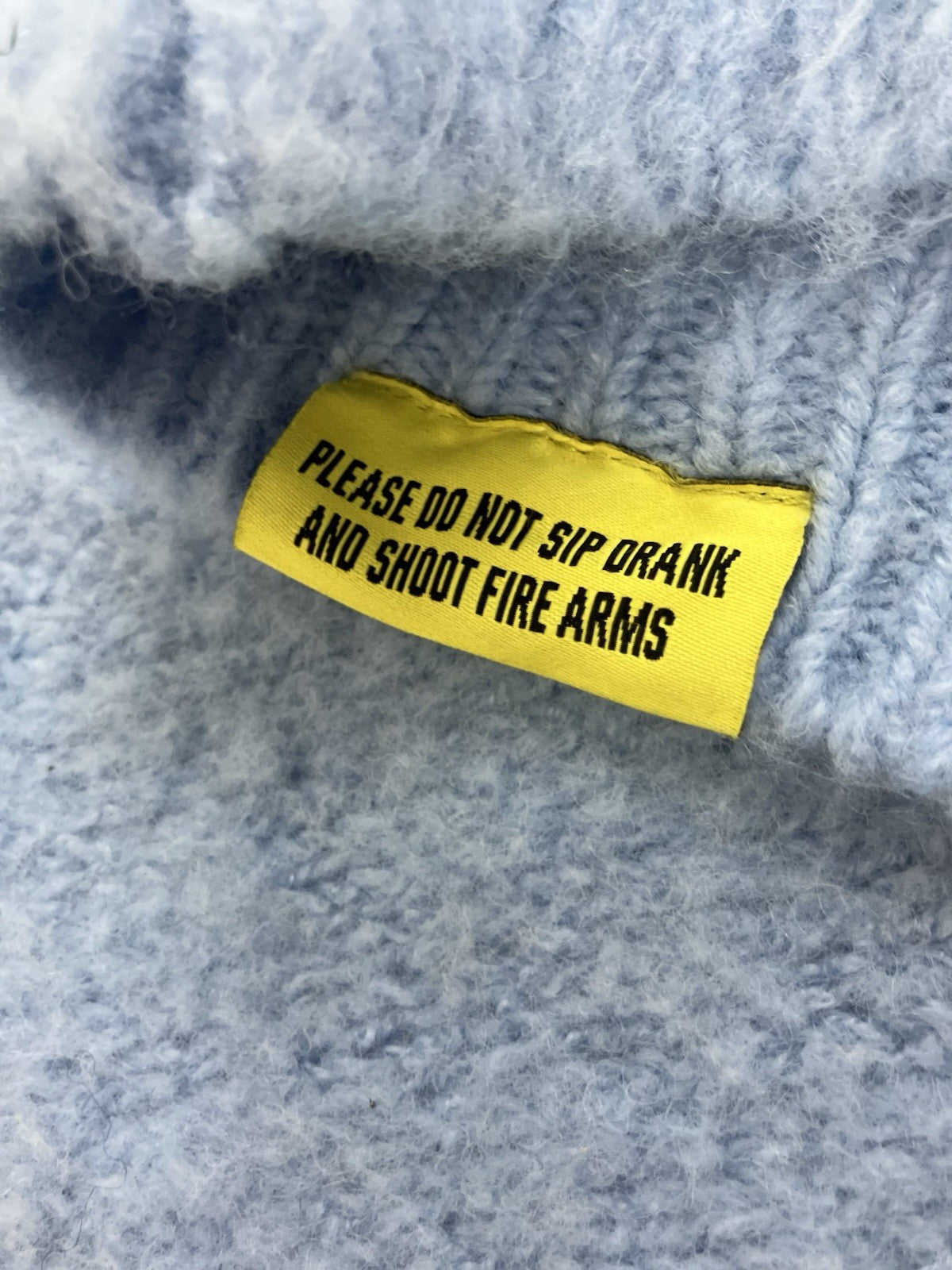Size L - Thats A Awful Lot Of Cough Syrup Mohair Sweater ' Blue ' BRAND NEW!