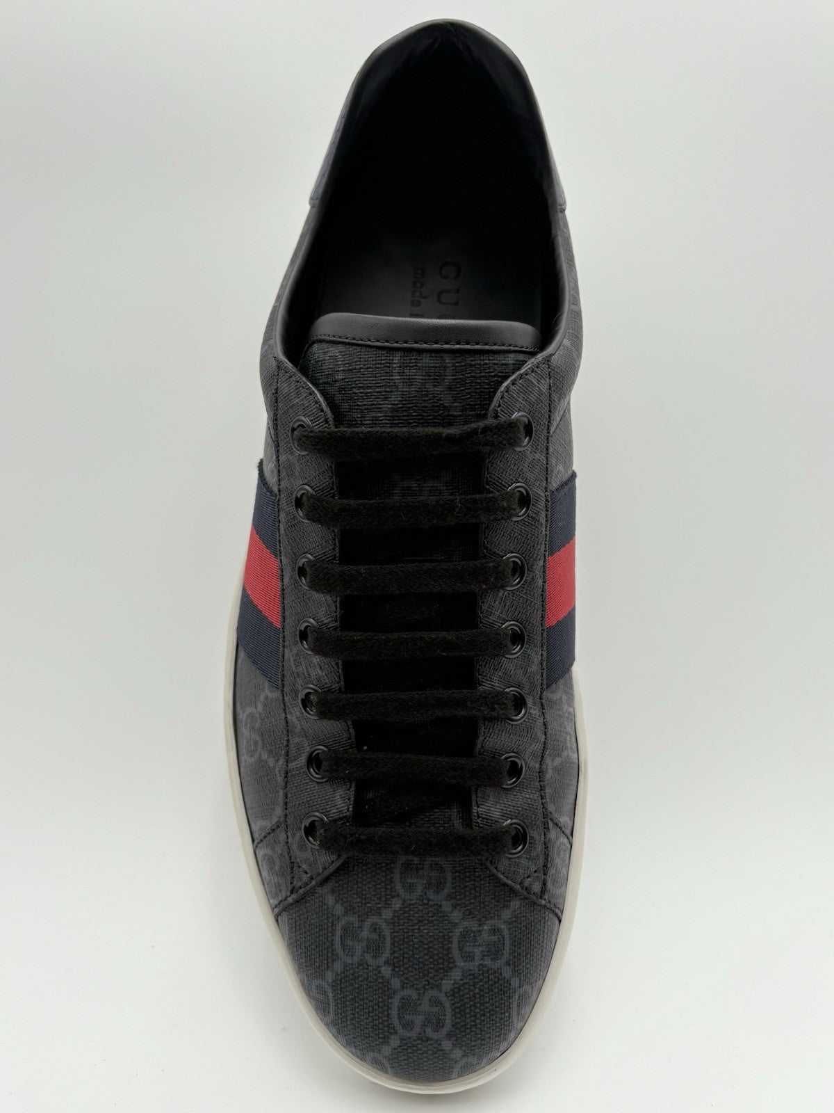 Size 8.5 G (9 US) Gucci Ace GG Supreme ' Black Grey ' | GREAT CONDITION!