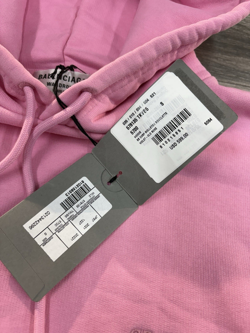 Size Small - Balenciaga Embroidered Logo Hoodie ' Pink '