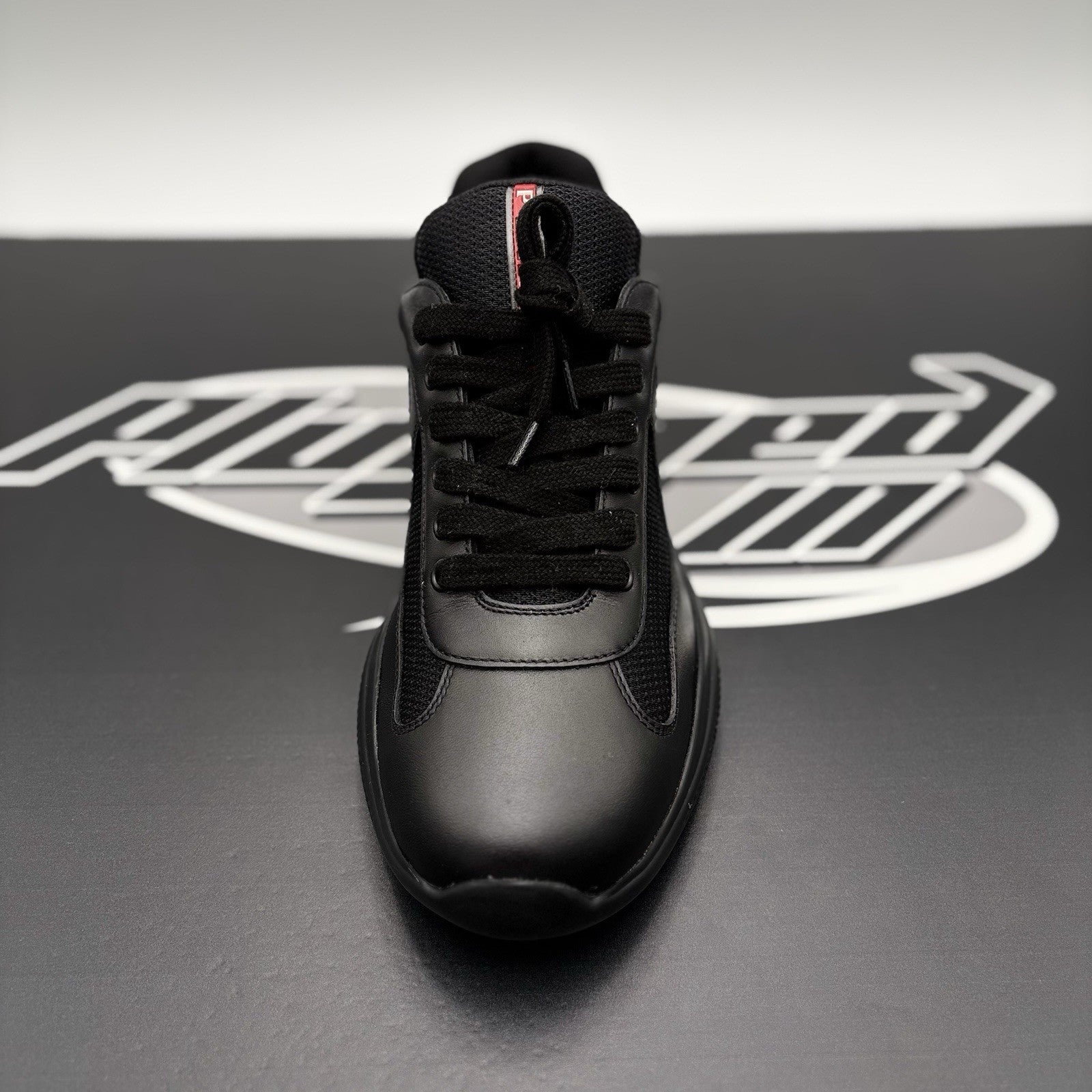 Size 8 UK (9 US) - Prada Americas Cup ' Black Leather ' | GOOD CONDITION!