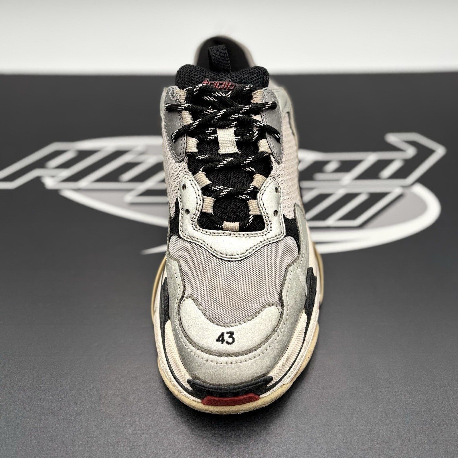 Size 43 (10 US) - Balenciaga Triple S ' Silver, Red, Black '