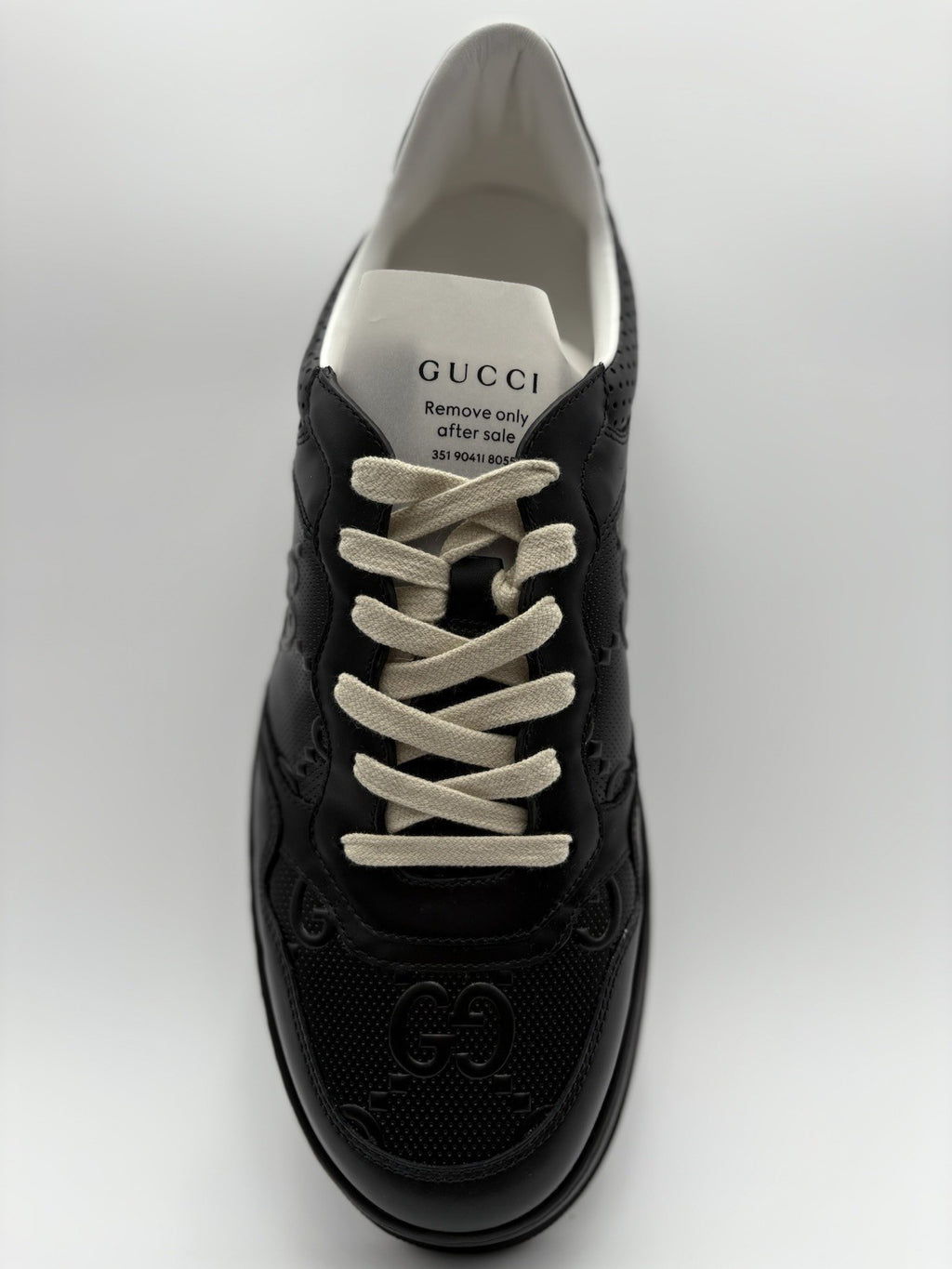 Size 12.5 G (13 US) - Gucci GG Embossed ' Black Leather ' | BRAND NEW!