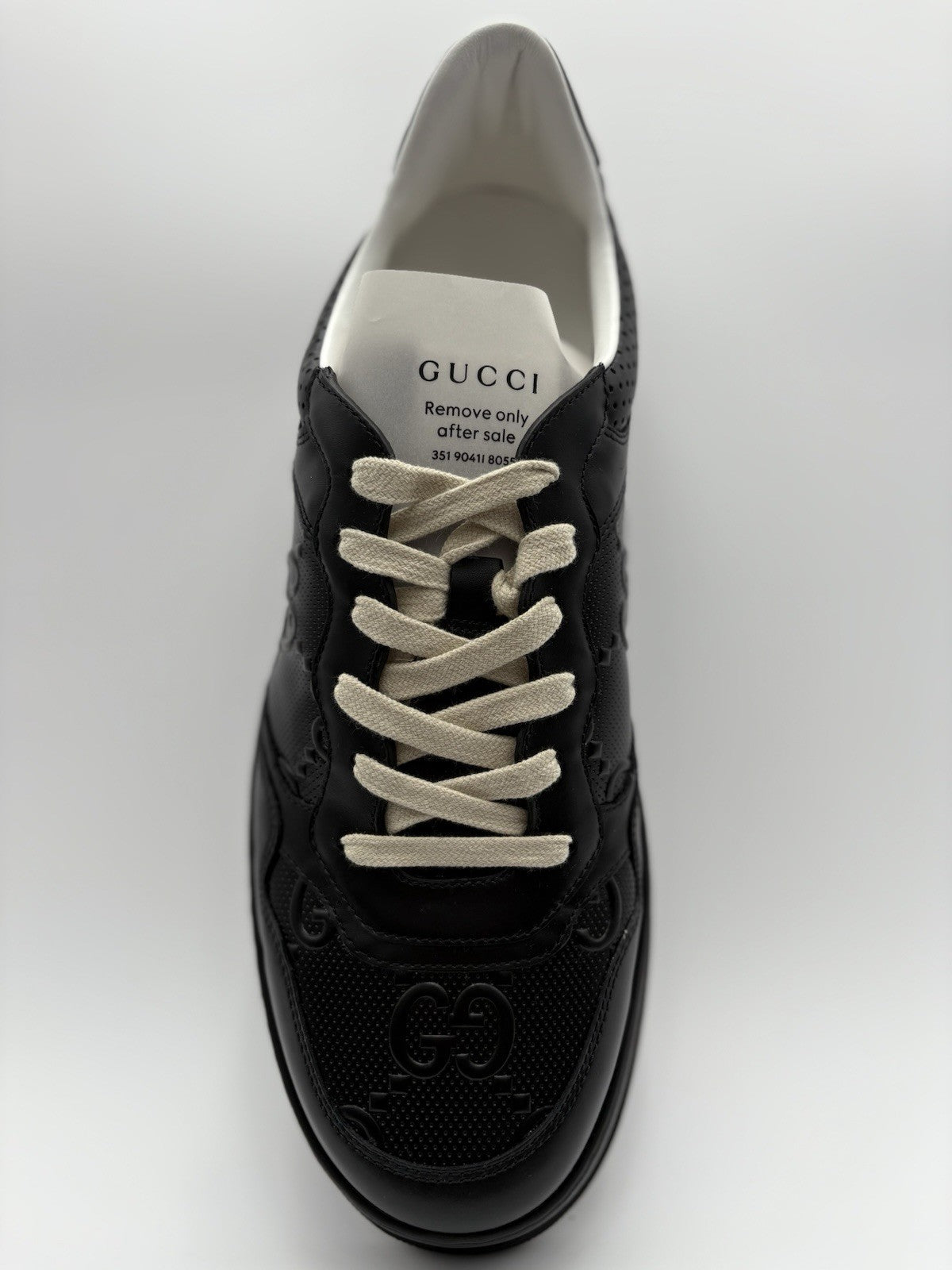 Size 12.5 G (13 US) - Gucci GG Embossed ' Black Leather ' | BRAND NEW!