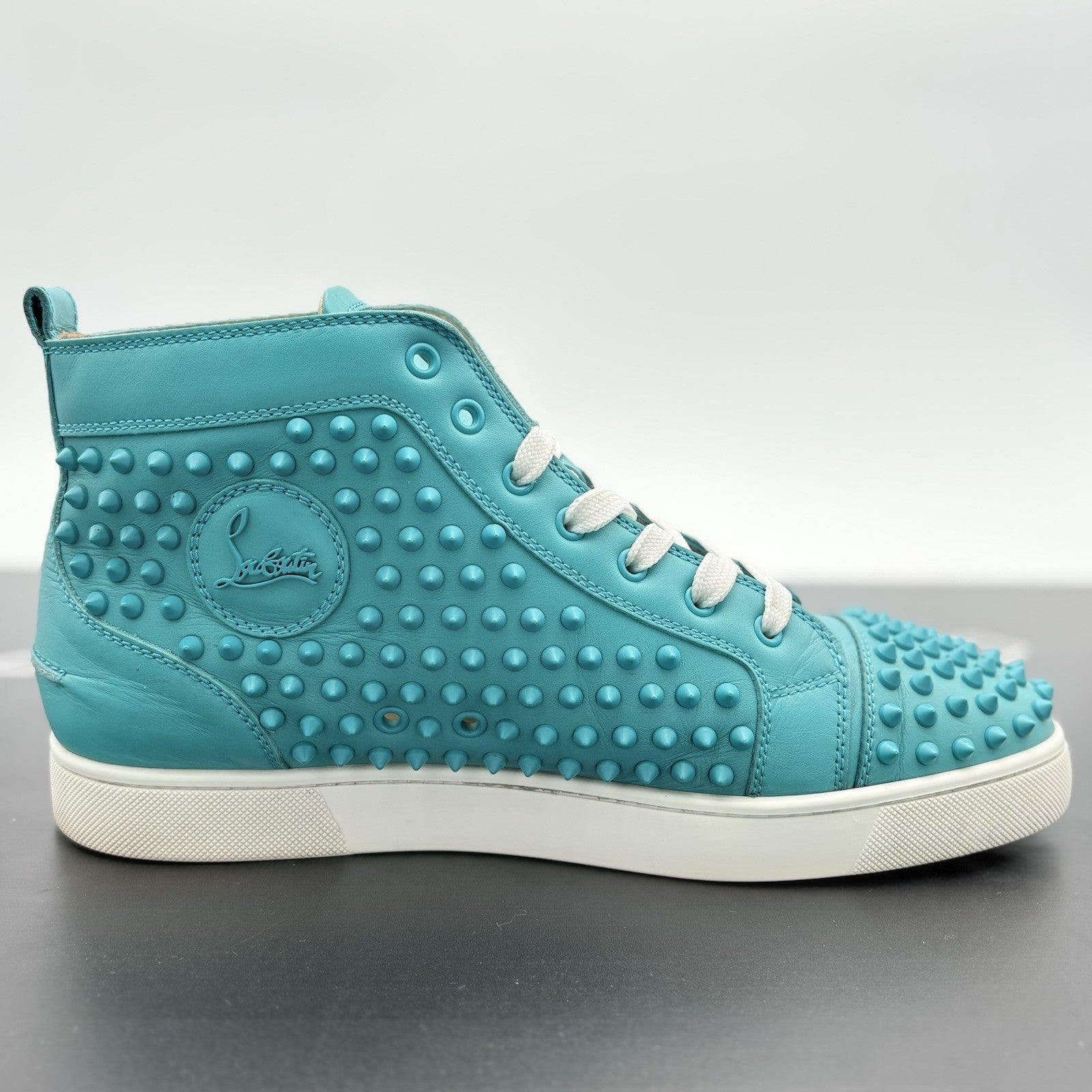 Size 45 (12 US) Christian Louboutin High Spikes ' Turquoise ' | GREAT CONDITION!