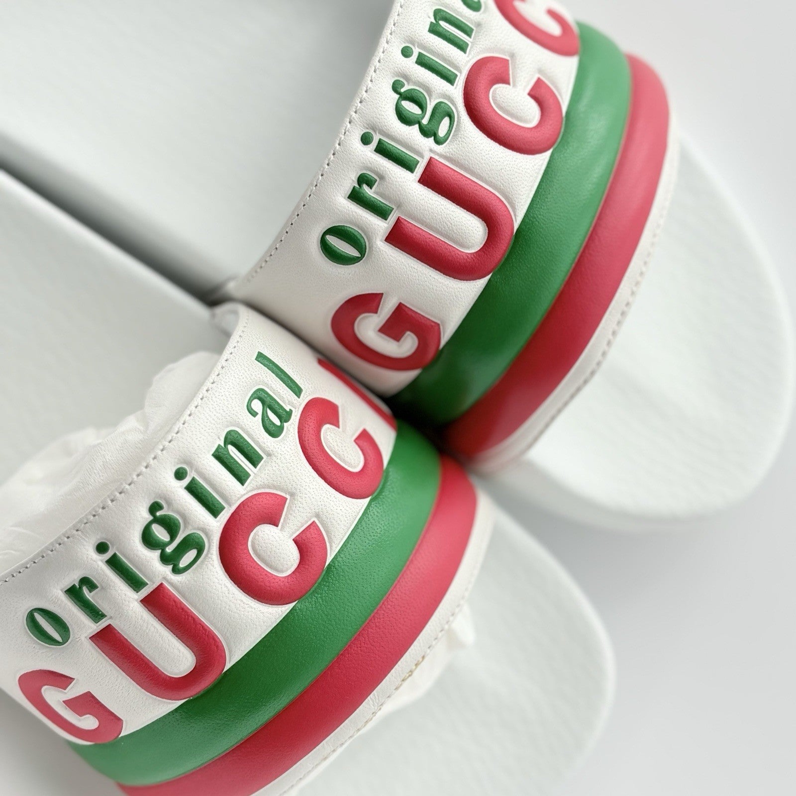 Size 8 G (8.5 US) Gucci Slide " Original Gucci - White " | NEW!