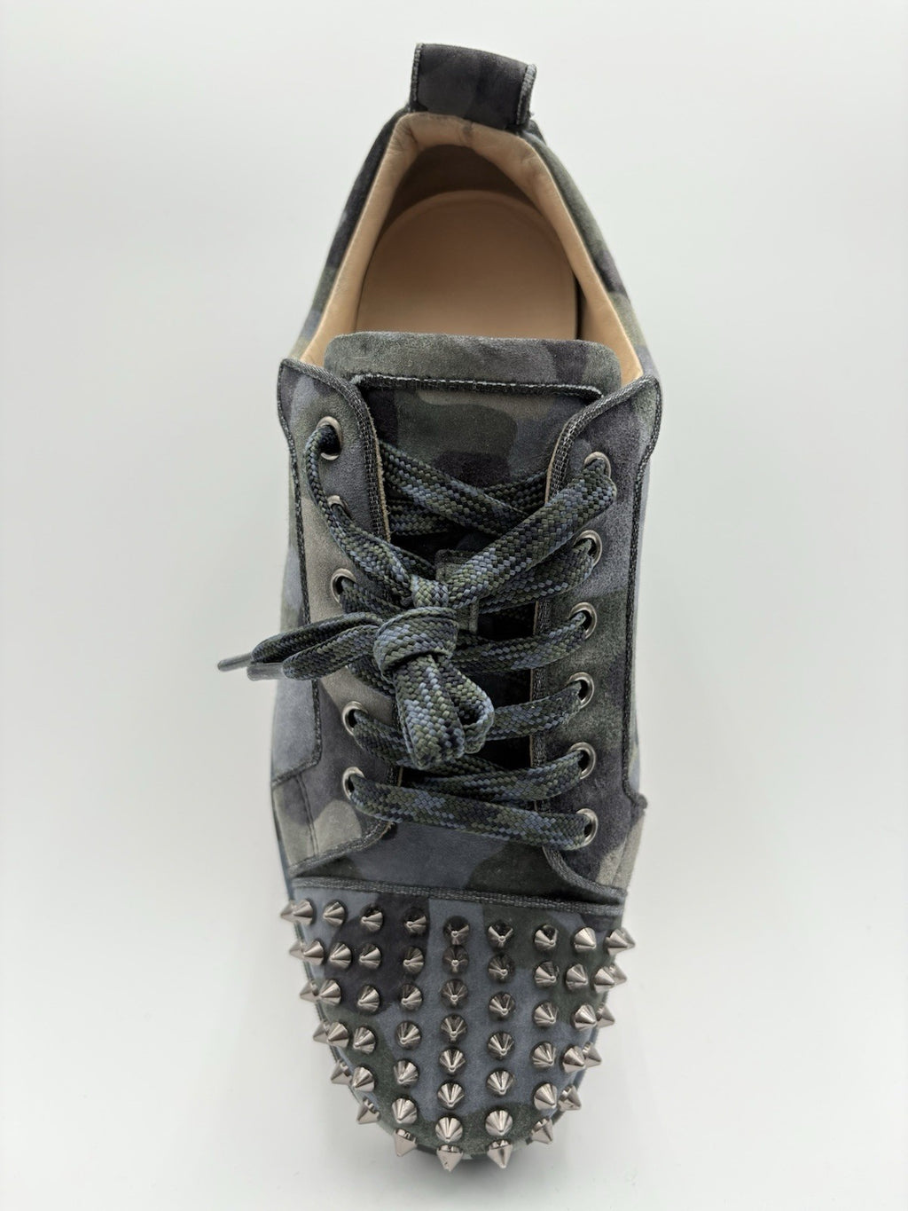 Size 41 (8 US) Christian Louboutin Louis Junior Spikes Camouflage Print | GOOD