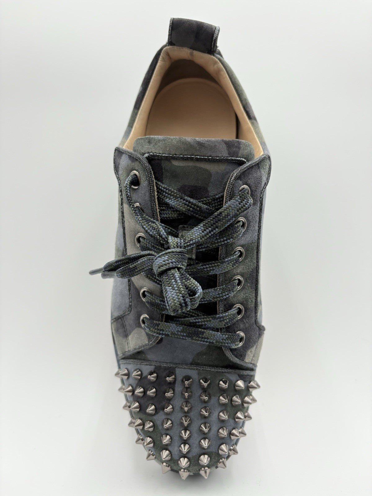 Size 41 (8 US) Christian Louboutin Louis Junior Spikes Camouflage Print | GOOD