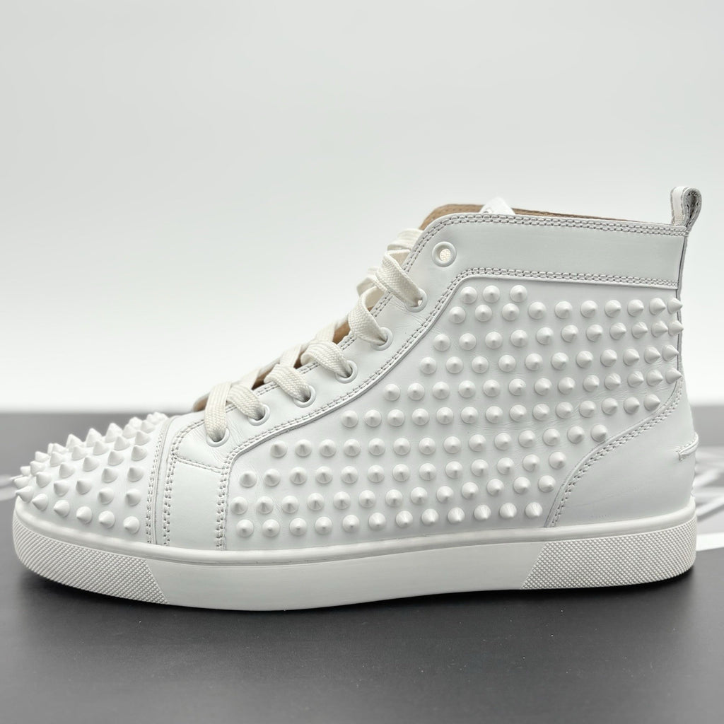 Size 40.5 (7.5 US) Christian Louboutin Spikes High ' White ' | SUPER CLEAN!
