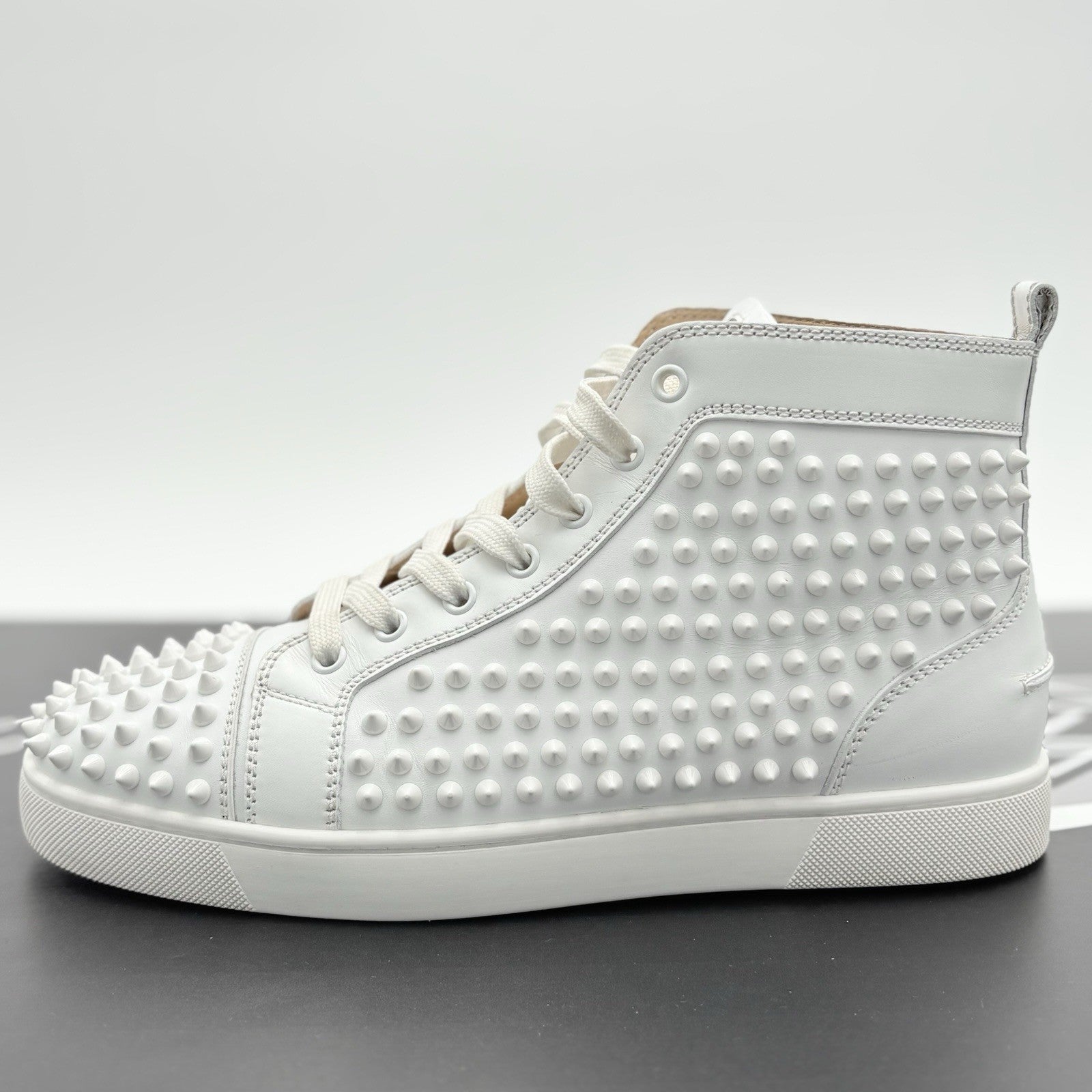 Size 40.5 (7.5 US) Christian Louboutin Spikes High ' White ' | SUPER CLEAN!