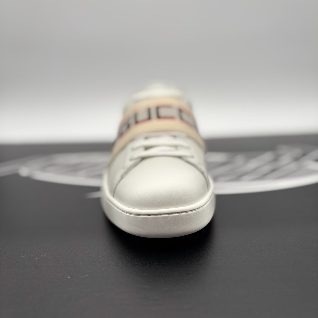 Size 8.5 G (9 US)- Gucci Ace Leather  With Strap ‘ White ’ | NEW!