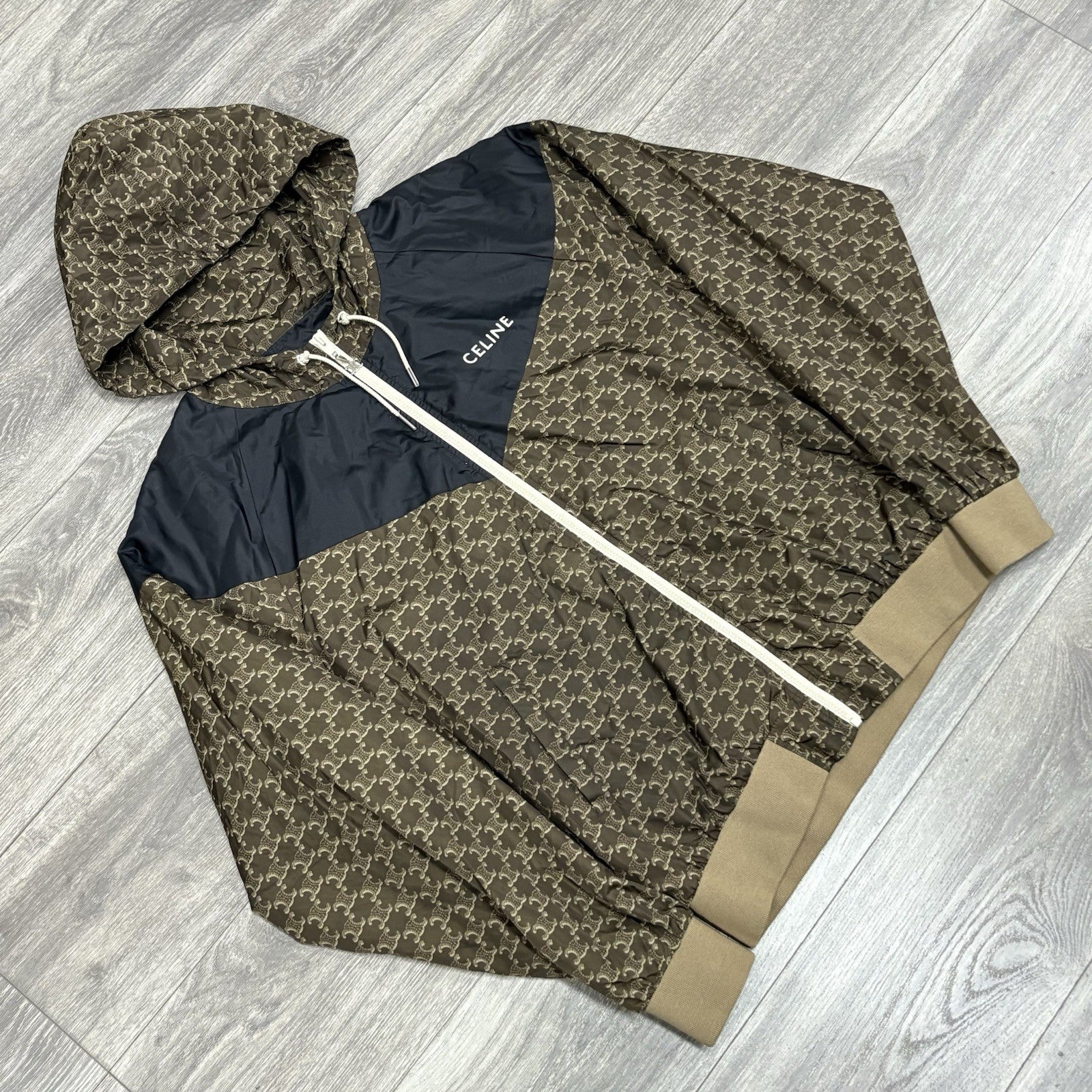 Size L - Celine Blouson Monogram Nylon Triomphe Windbreaker ' Brown Black '