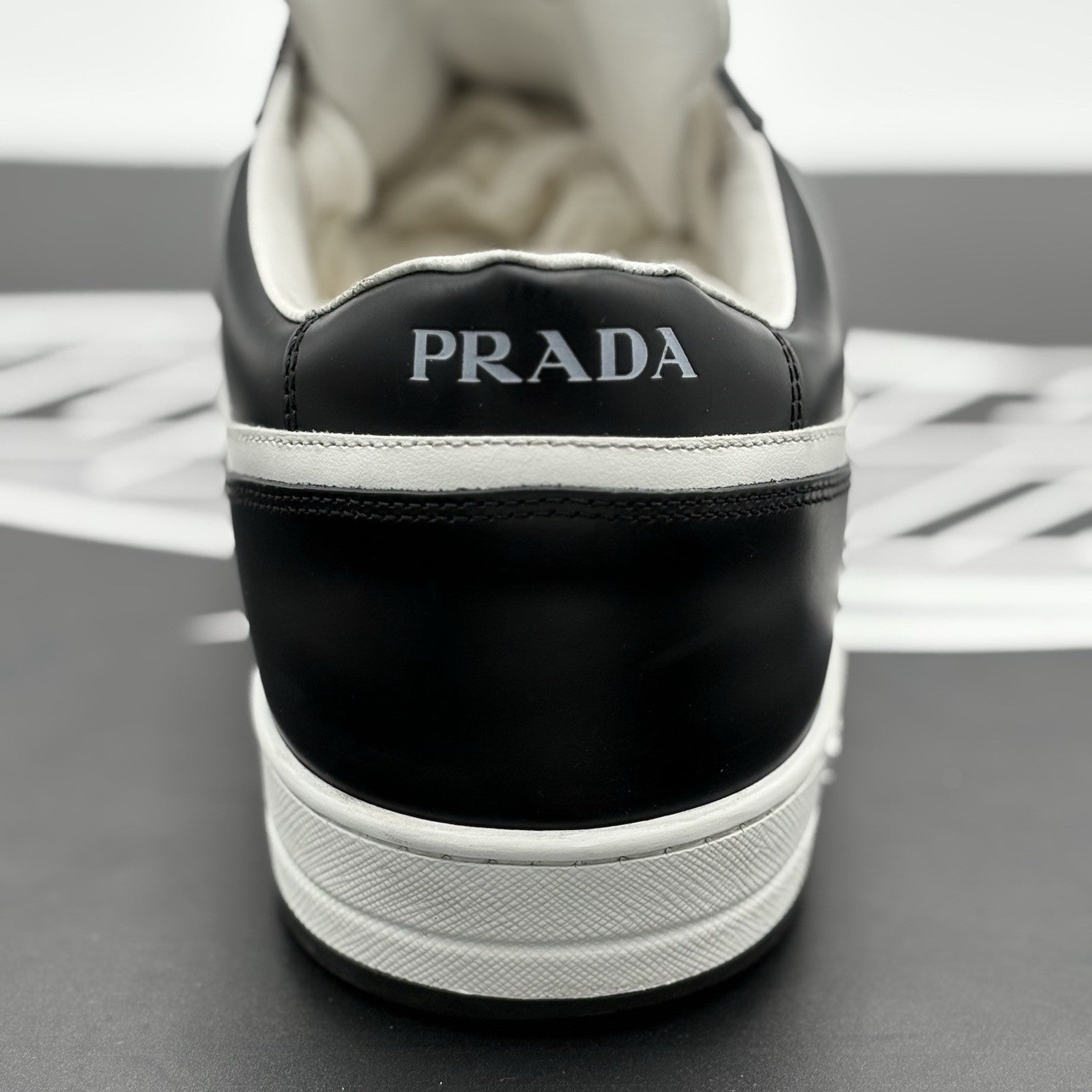 Size 11 UK (12 US) - Prada Downtown Low Leather ' Black White ' | SUPER CLEAN!