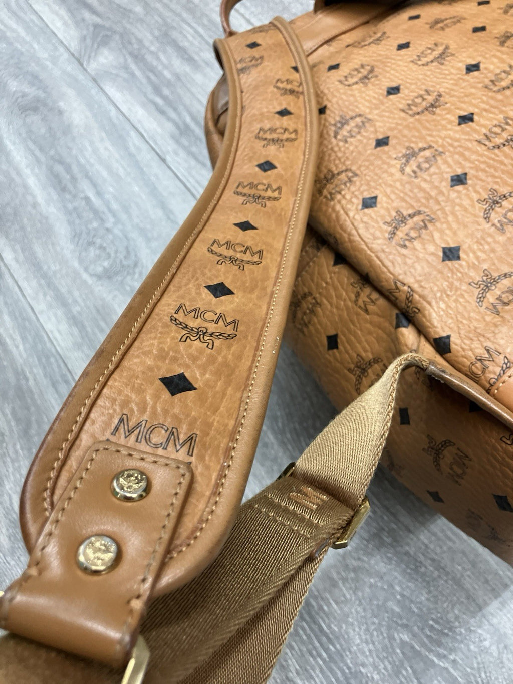 MCM Cognac Stark " M " Studded Backpack | GREAT CONDITION!