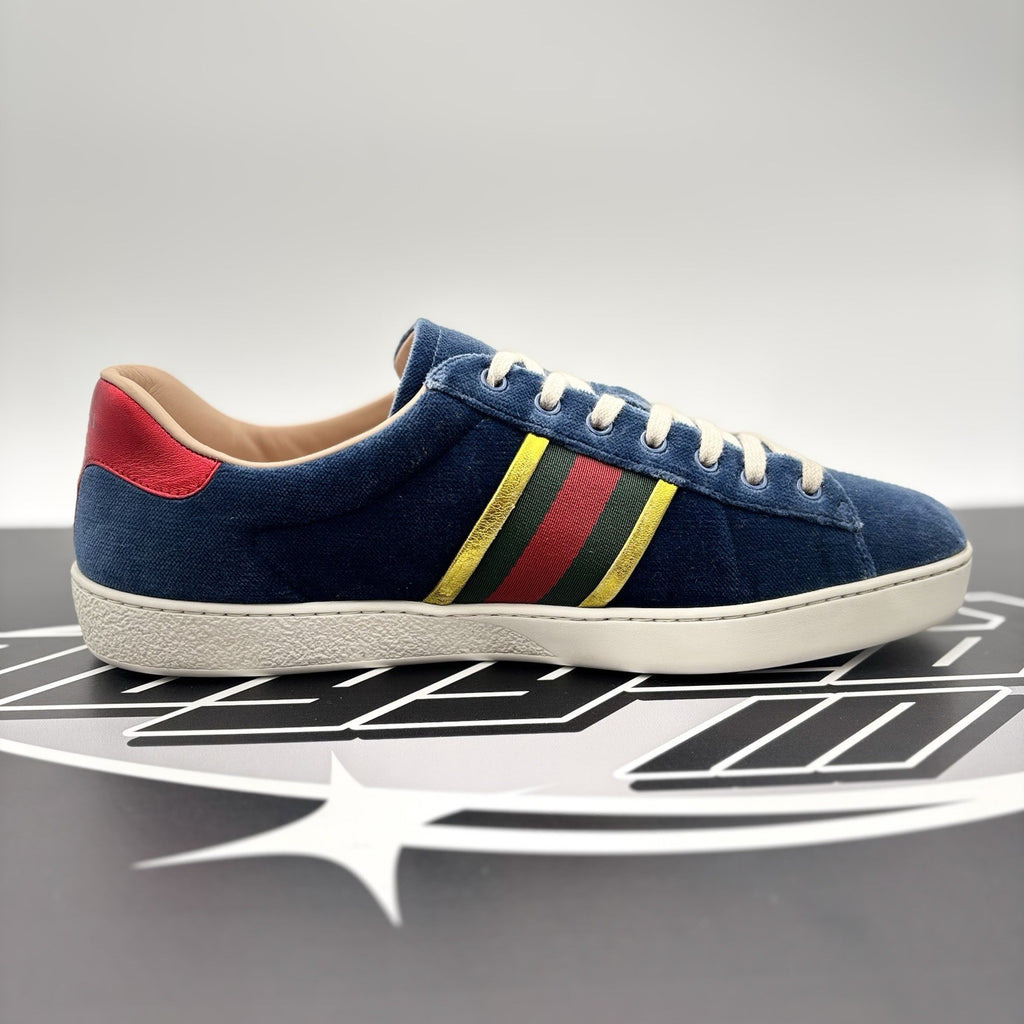 Size 9 G (9.5 US) - Gucci Ace ‘ Velvet Blue ‘ | GOOD CONDITION!