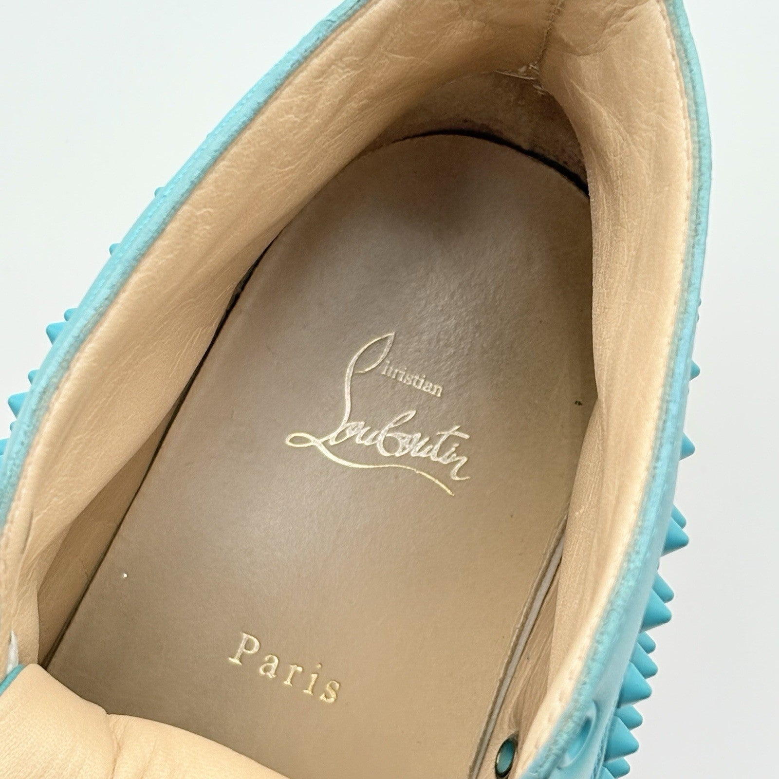 Size 45 (12 US) Christian Louboutin High Spikes ' Turquoise ' | GREAT CONDITION!