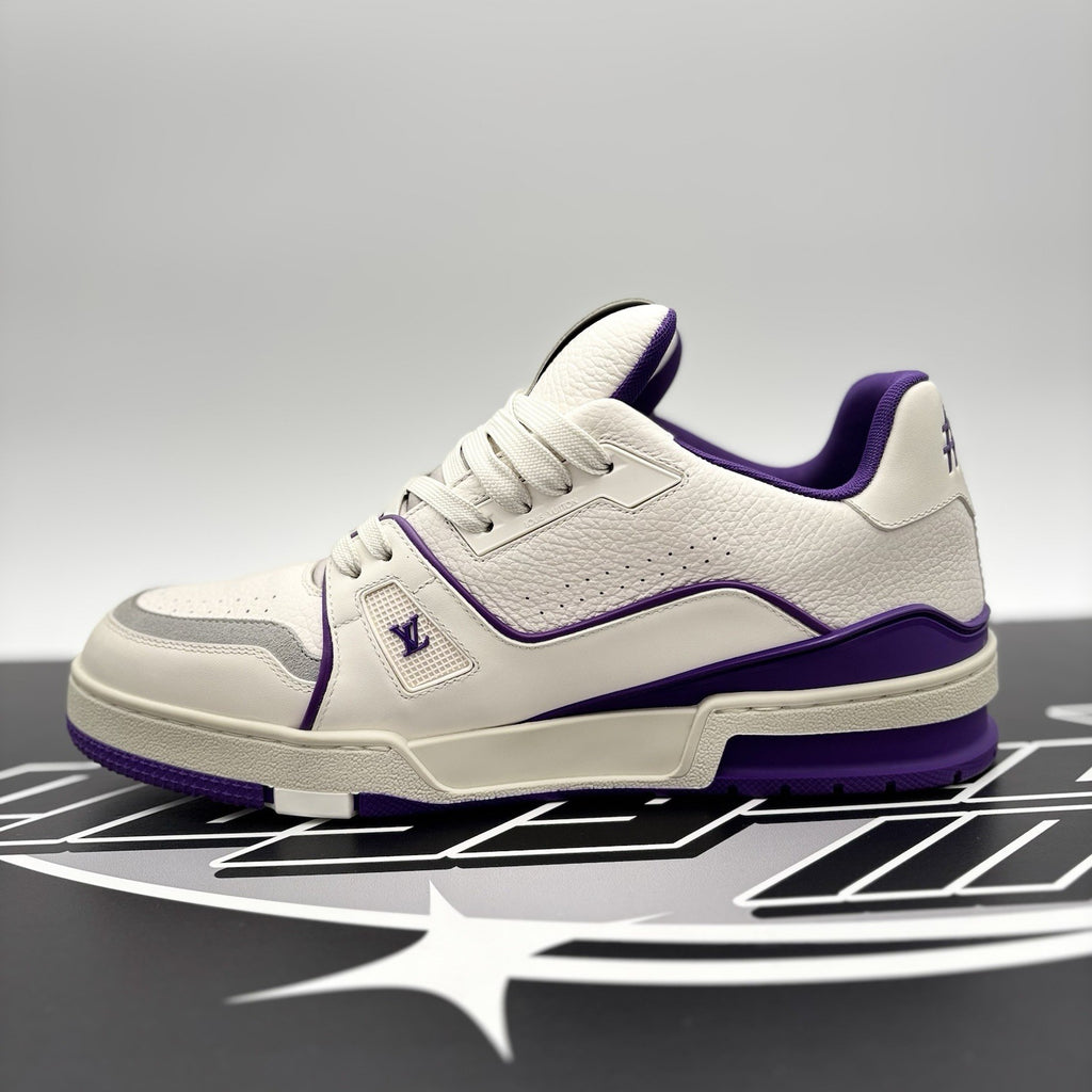 Size 7.5 LV (8.5-9 US) - Louis Vuitton Trainer ' White, Purple ' | WORN ONCE!