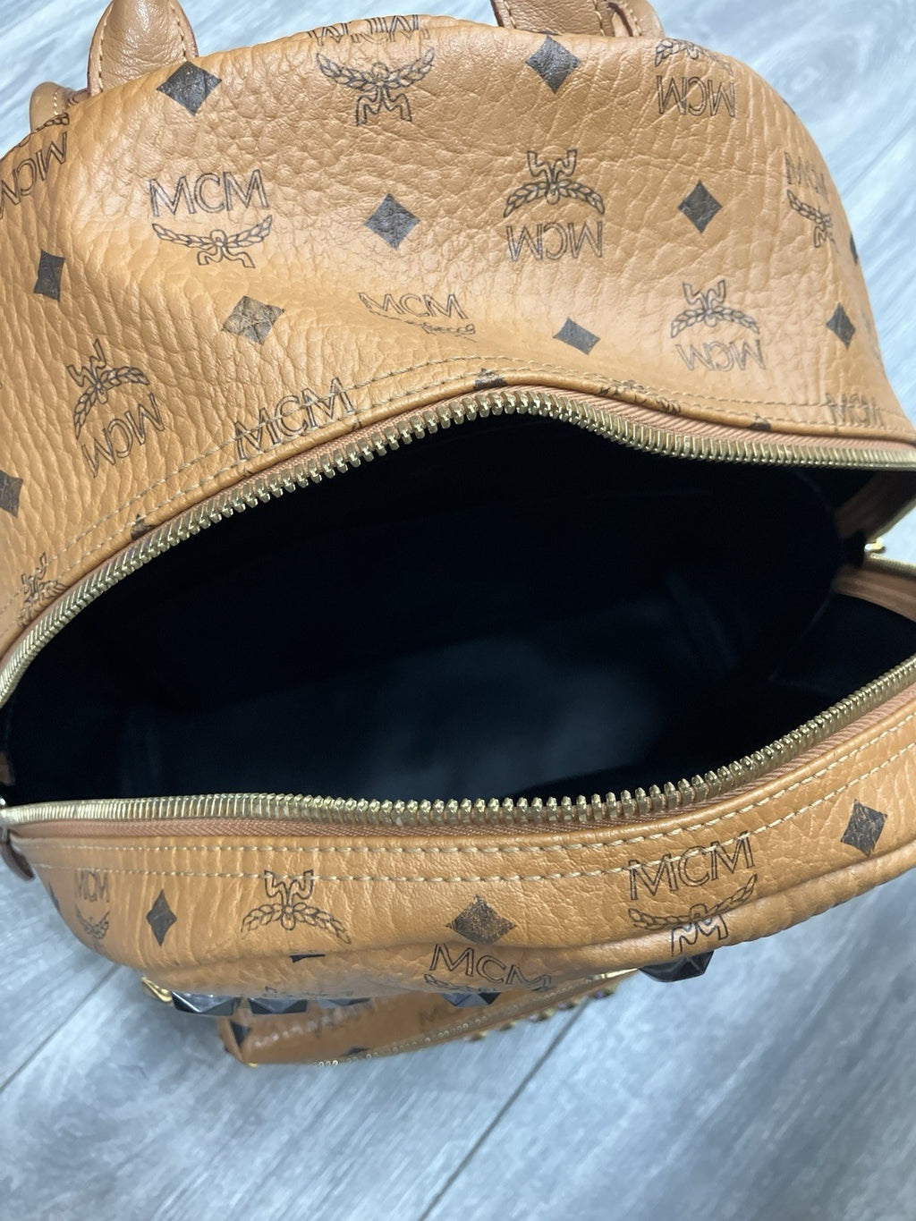 MCM Cognac Stark " M " Studded Backpack | GREAT CONDITION!