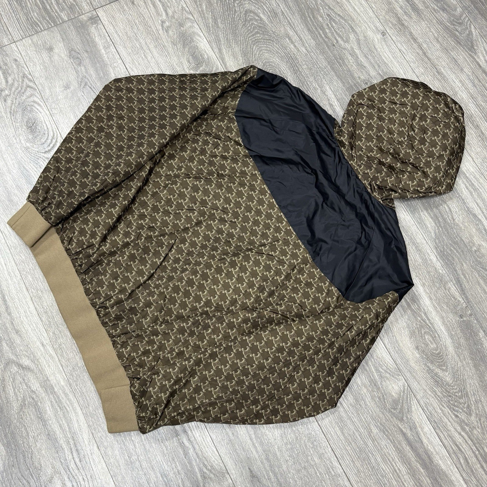 Size L - Celine Blouson Monogram Nylon Triomphe Windbreaker ' Brown Black '